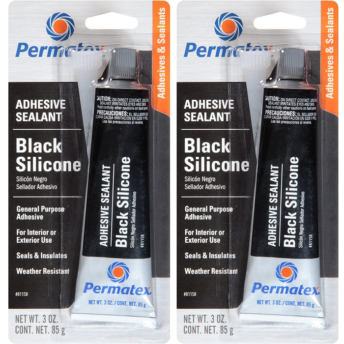 Permatex Black Silicone Adhesive Sealant (3 oz.) - 2 Pack (81158-2)