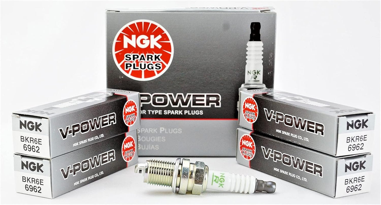 NGK BKR6E V-Power Spark Plug, 6962 Set of 4 Spark Plugs
