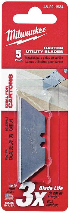 Milwaukee 48-22-1934 5-Piece Carton Utility Knife Blades