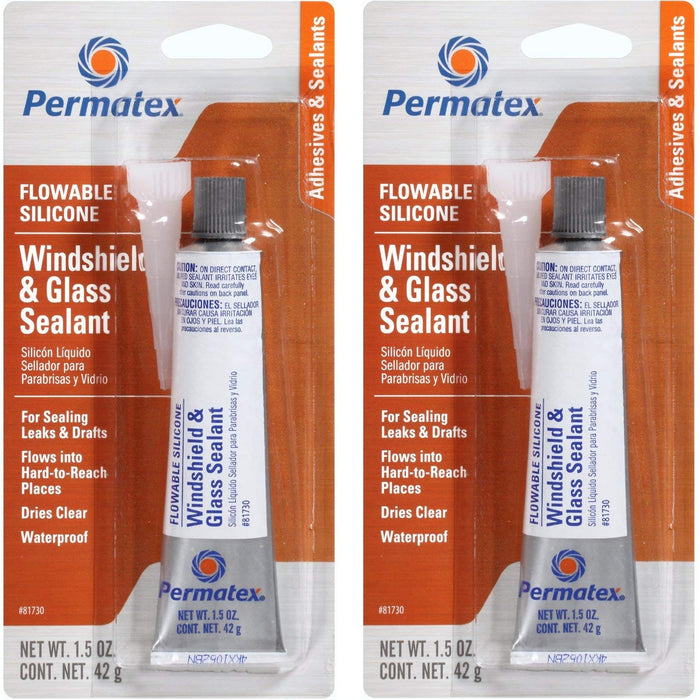 Permatex 81730 Flowable Silicone Windshield Glass Sealer, 1.5 oz. (2 Pack)