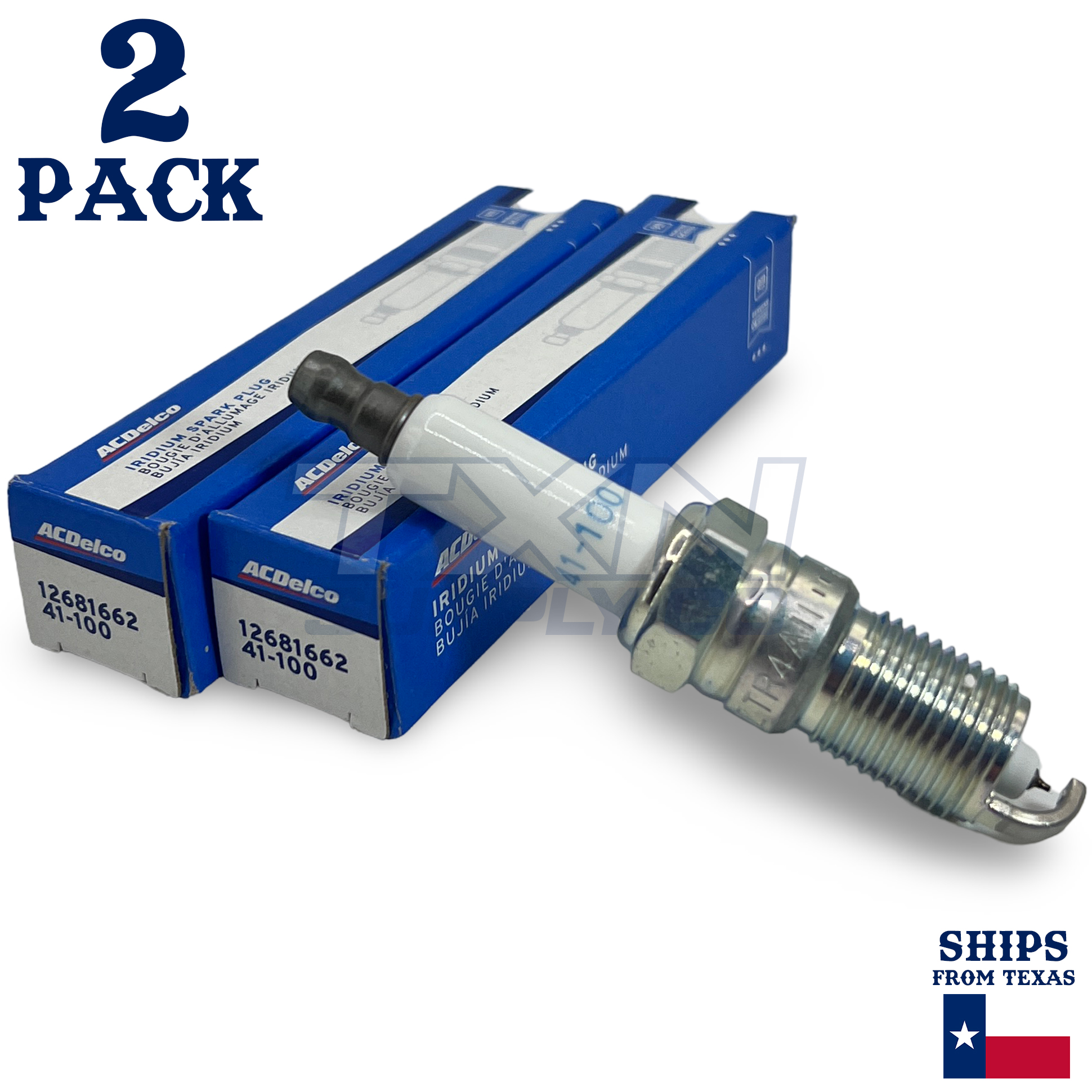 2 Pack GM ACDelco 41-100 Iridium Spark Plug 12681662 - Image 1