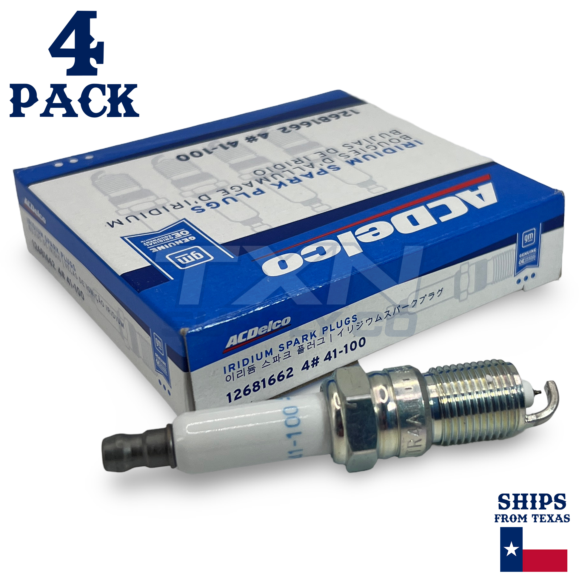 4 Pack GM ACDelco 41-100 Iridium Spark Plugs 12681662 - Image 1