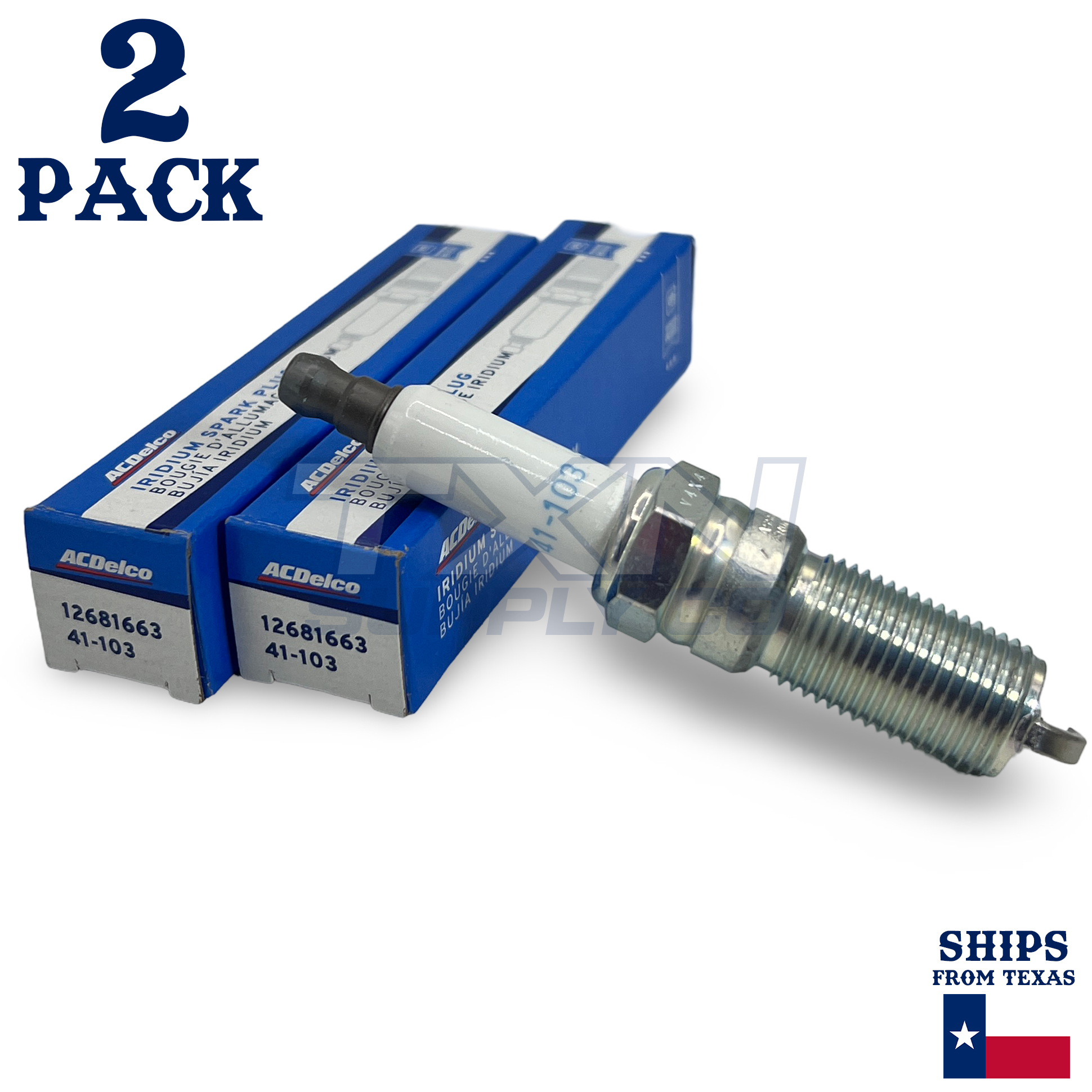 2 Pack GM ACDelco 41-103 Iridium Spark Plugs 12681663 - Image 1