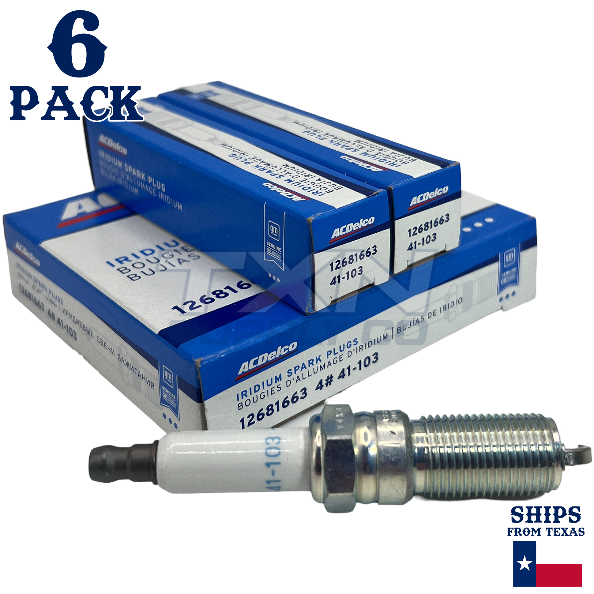 ACDelco 41-103 Iridium Spark Plug 12681663 - 6 Pack