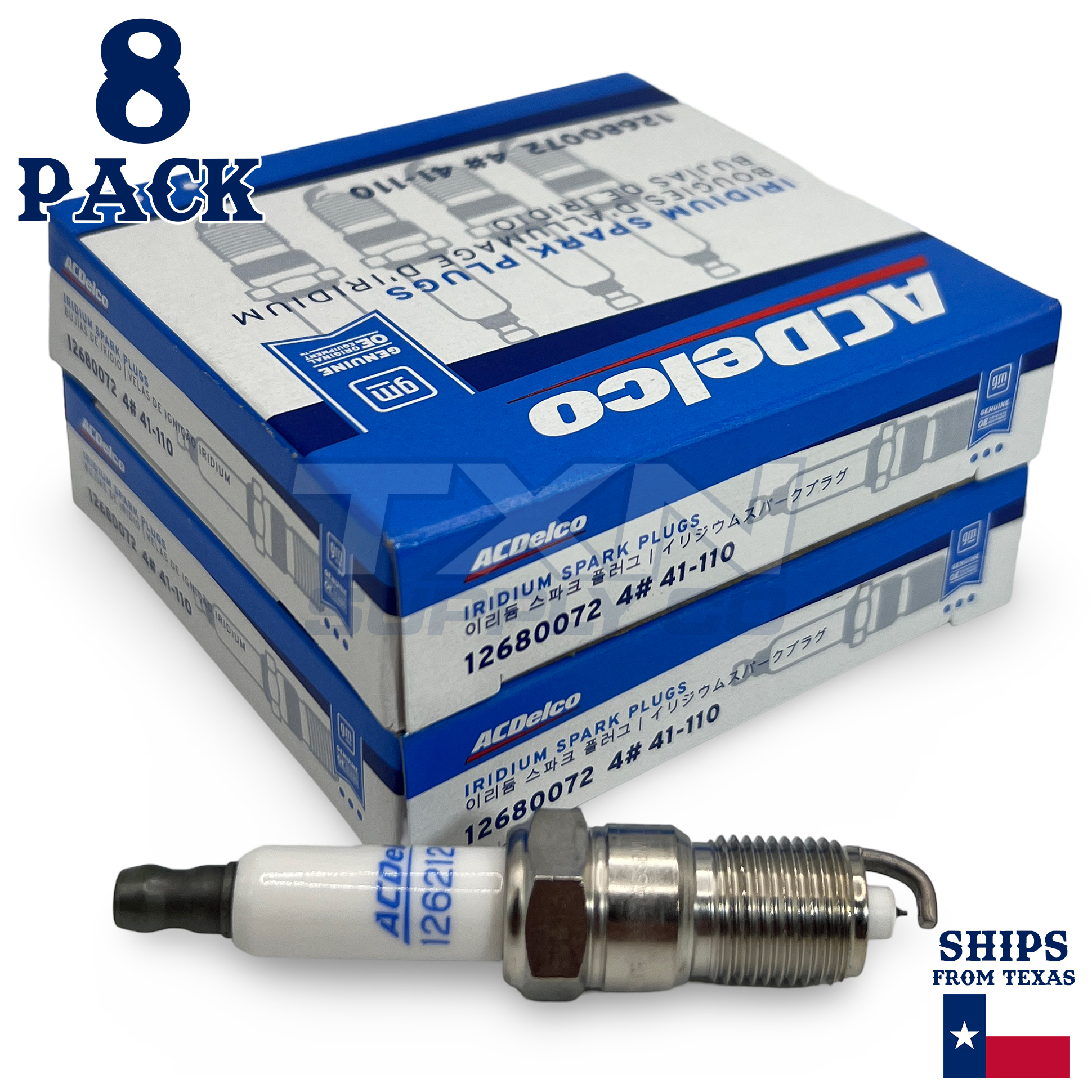 8 Pack Genuine GM ACDelco Iridium Spark Plugs 41-110 12621258 12680072 - Image 1