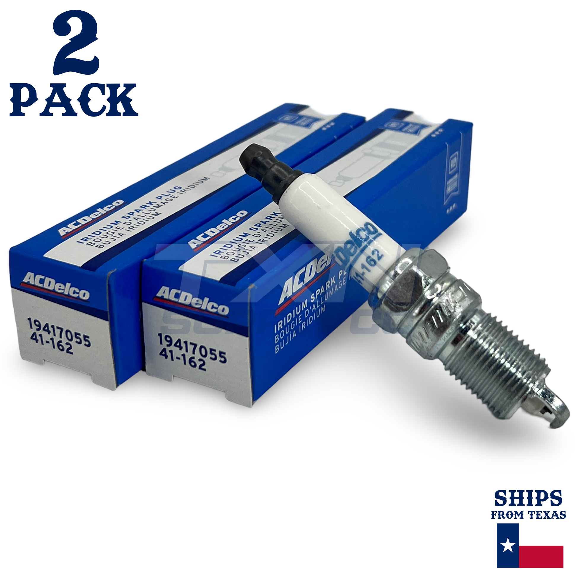 2 Pack Genuine GM ACDelco Iridium Spark Plugs 41-162 19417055 - Image 1