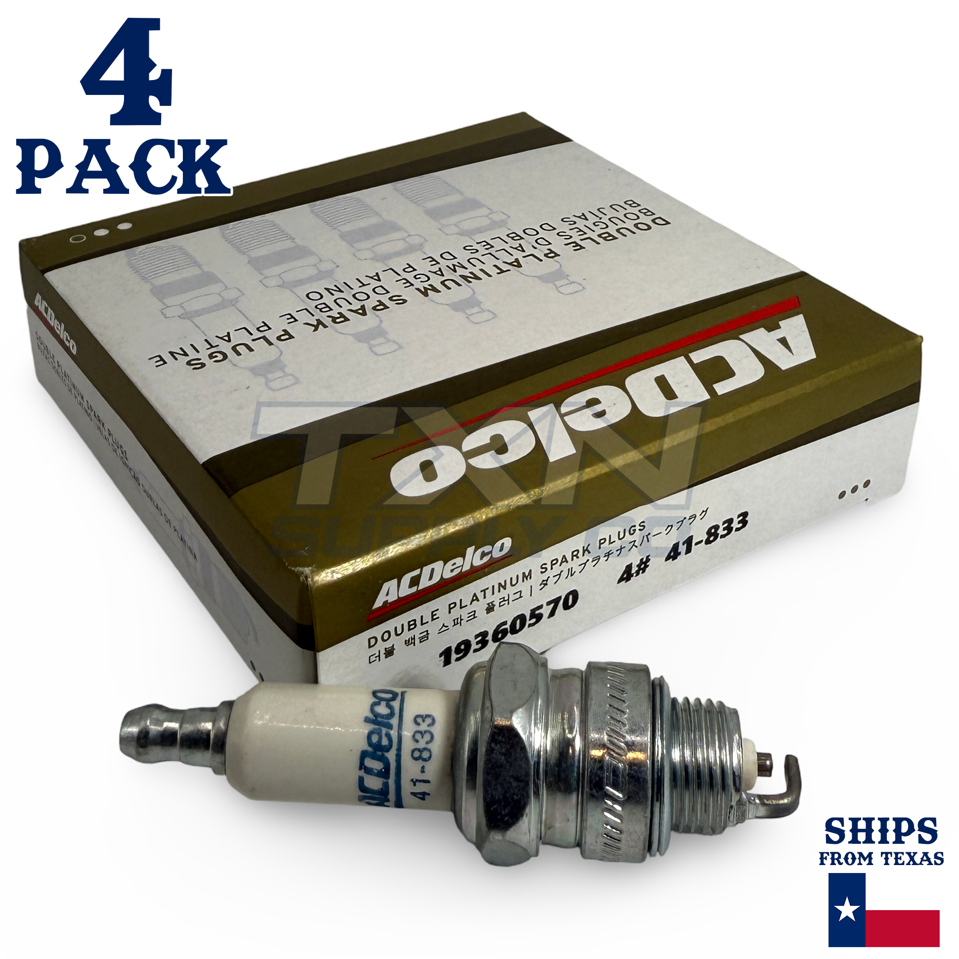 4 Pack Genuine GM ACDelco 41-833 Double Platinum Spark Plugs 19313643 - Image 1