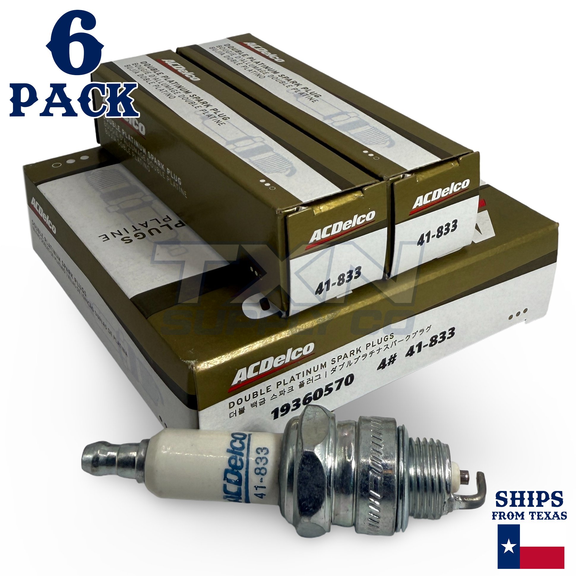 6 Pack Genuine GM ACDelco 41-833 Double Platinum Spark Plugs 19313643