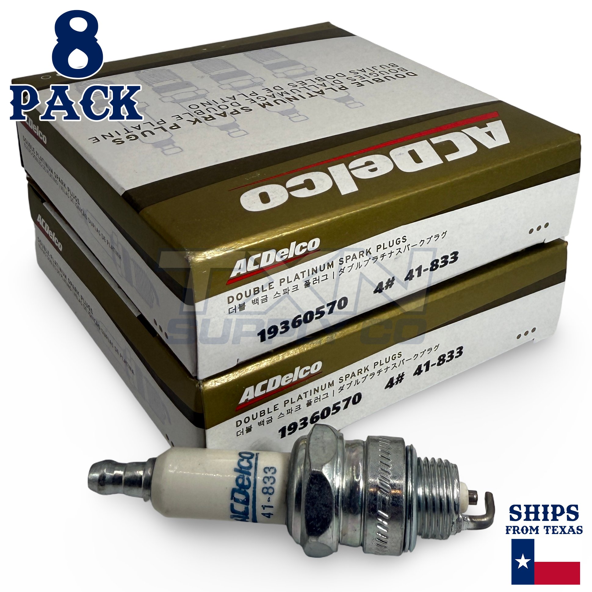 8 Pack Genuine GM ACDelco 41-833 Double Platinum Spark Plugs 19313643