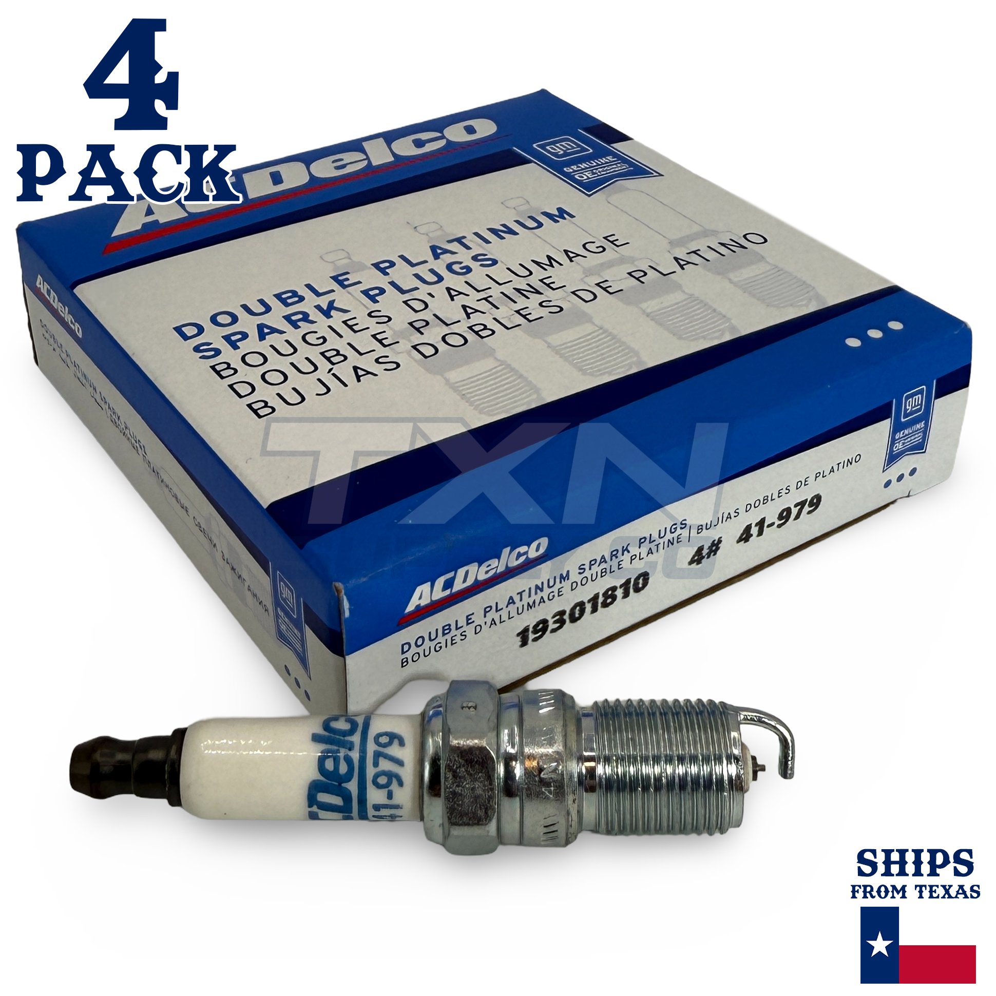 4 Pack Genuine GM ACDelco Double Platinum Spark Plugs 41-979