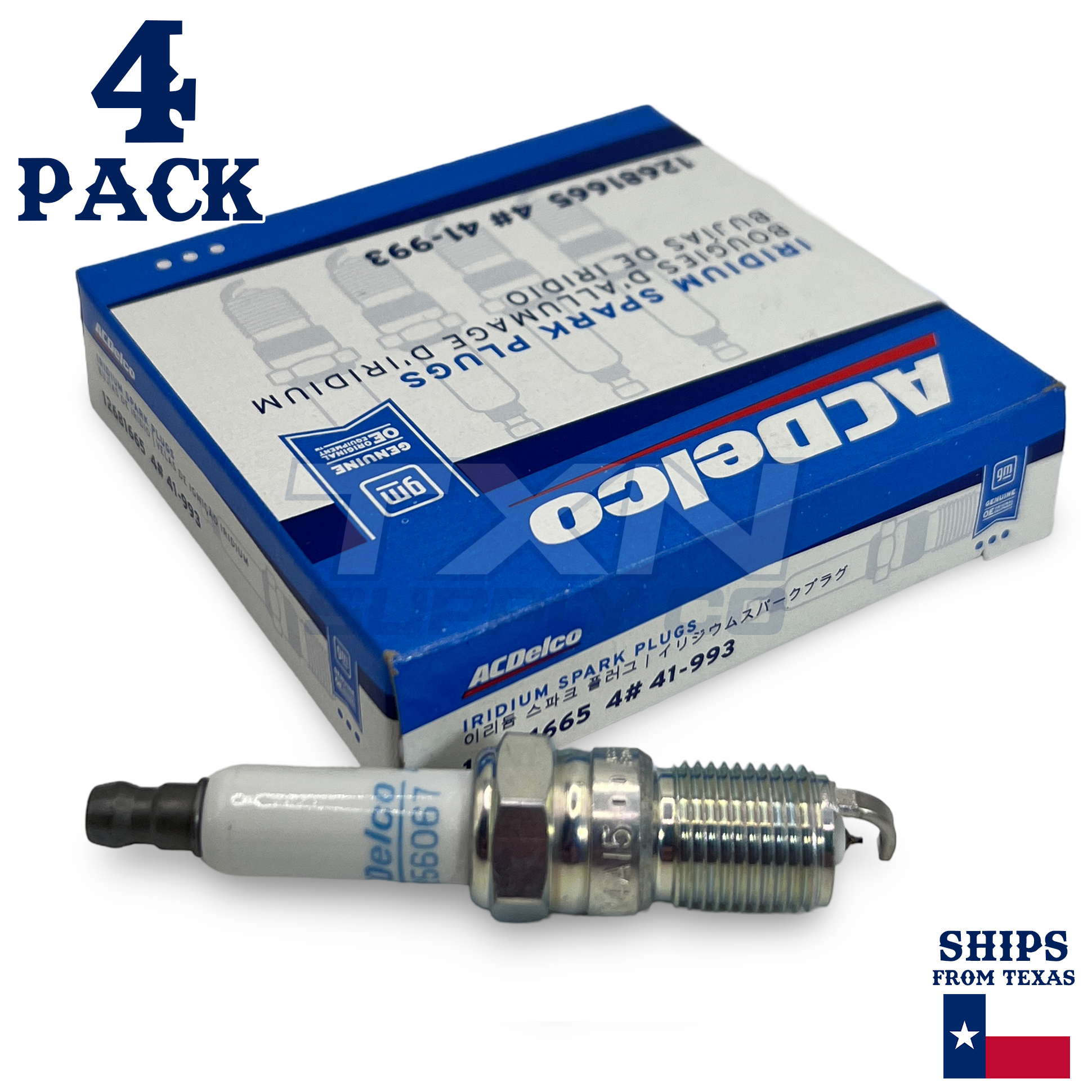 ACDelco 41-993 Iridium Spark Plug - 4 Pack - For GM 4.3L 5.0L 5.7L & 6.2L MPI Replaces 41-932 2001-Up - Image 1