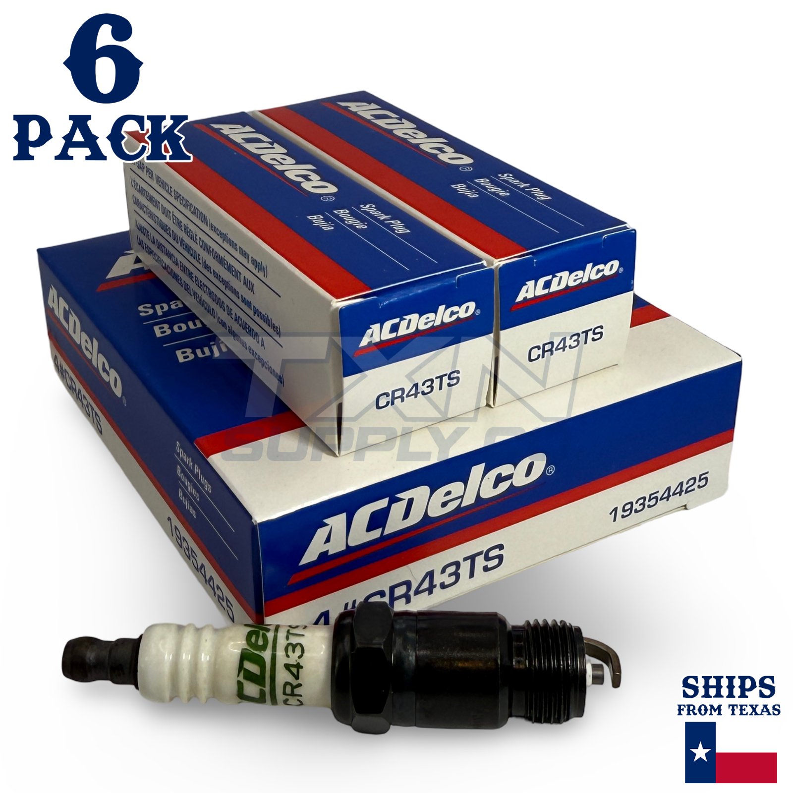 ACDelco CR43TS Copper Spark Plug - 6 Pack - 19354425 GM OEM - Image 1