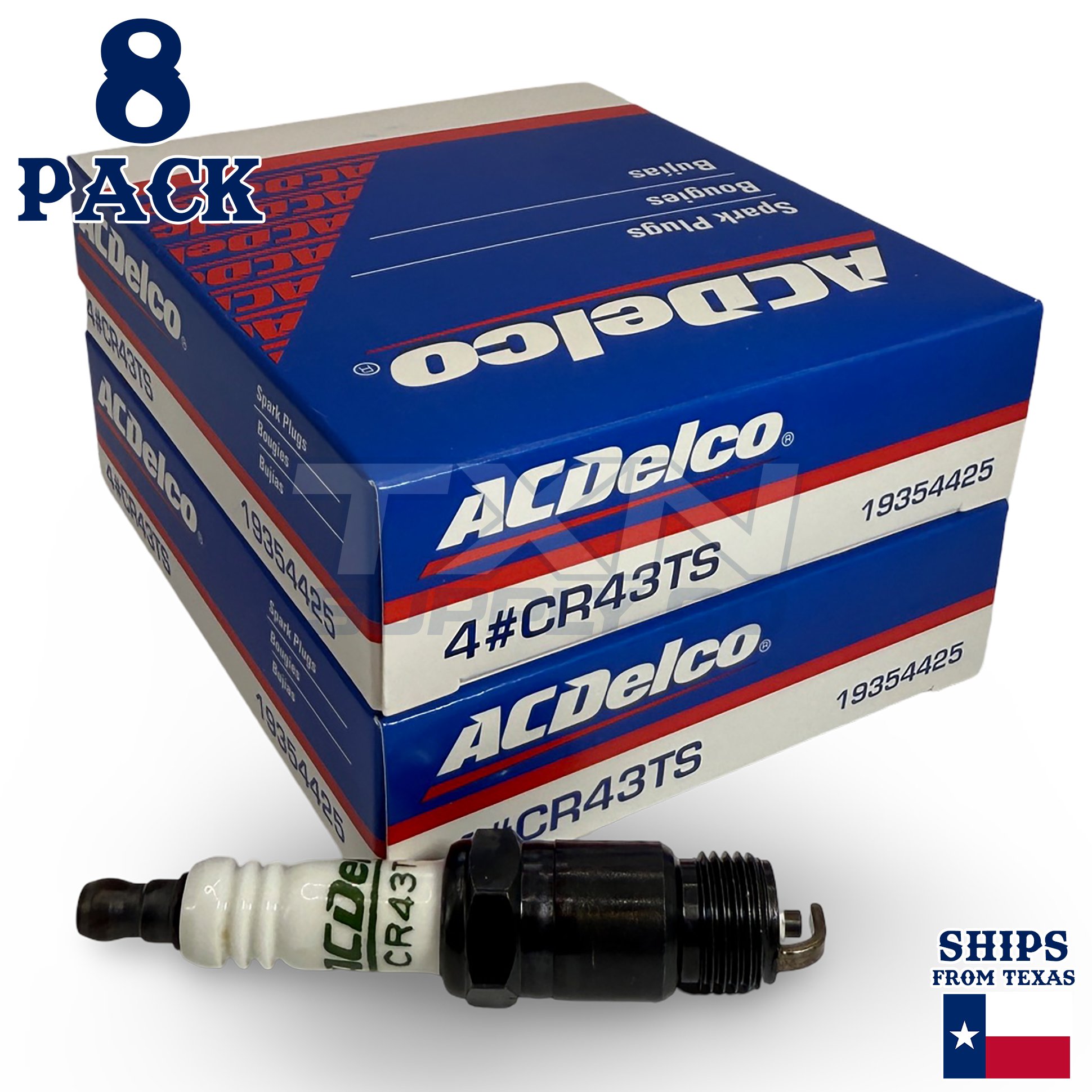 ACDelco CR43TS Copper Spark Plug - 8 Pack - 19354425 GM OEM - Image 1