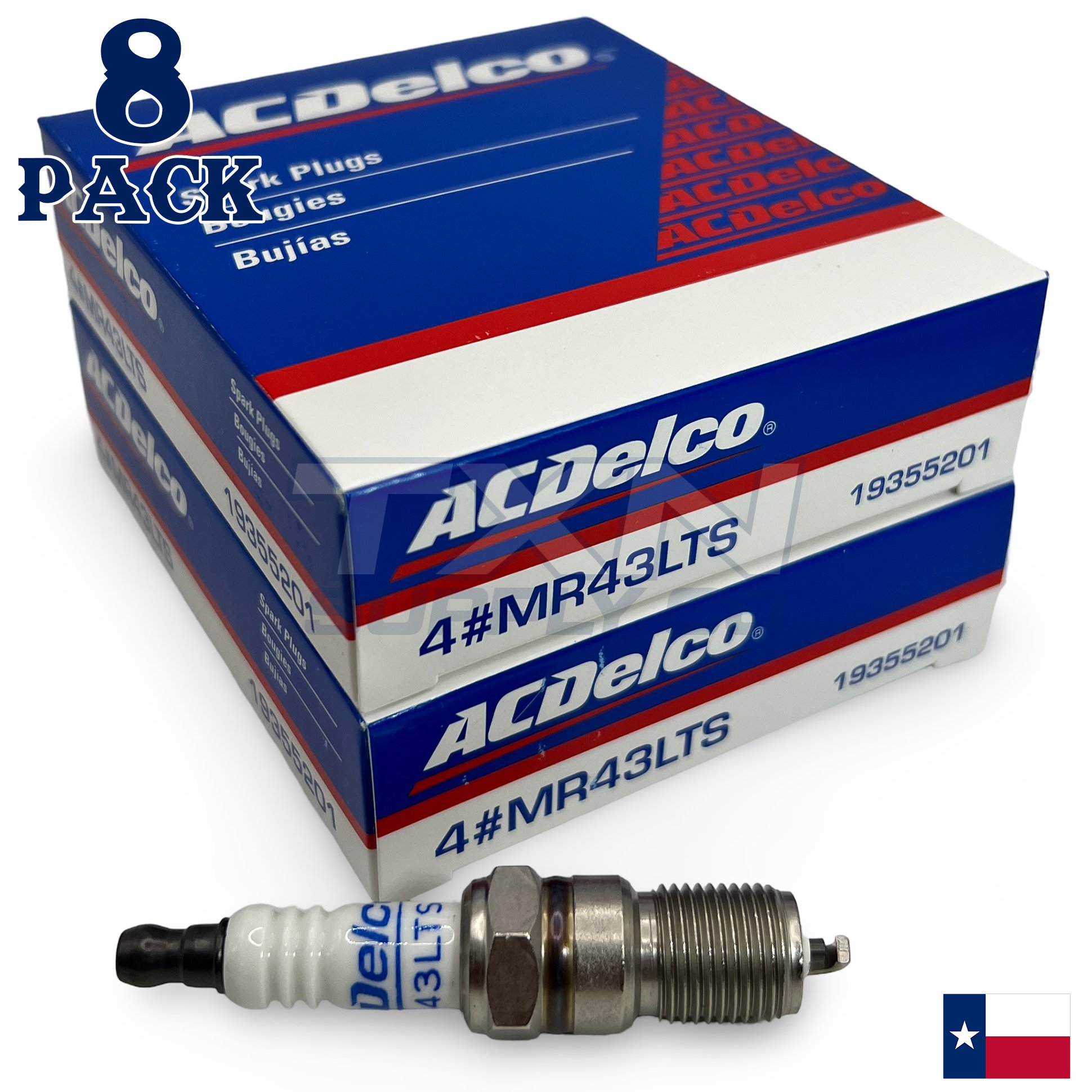 ACDelco MR43LTS Copper Spark Plug - 8 Pack - For Mercury Mercruiser Quicksilver - Image 1