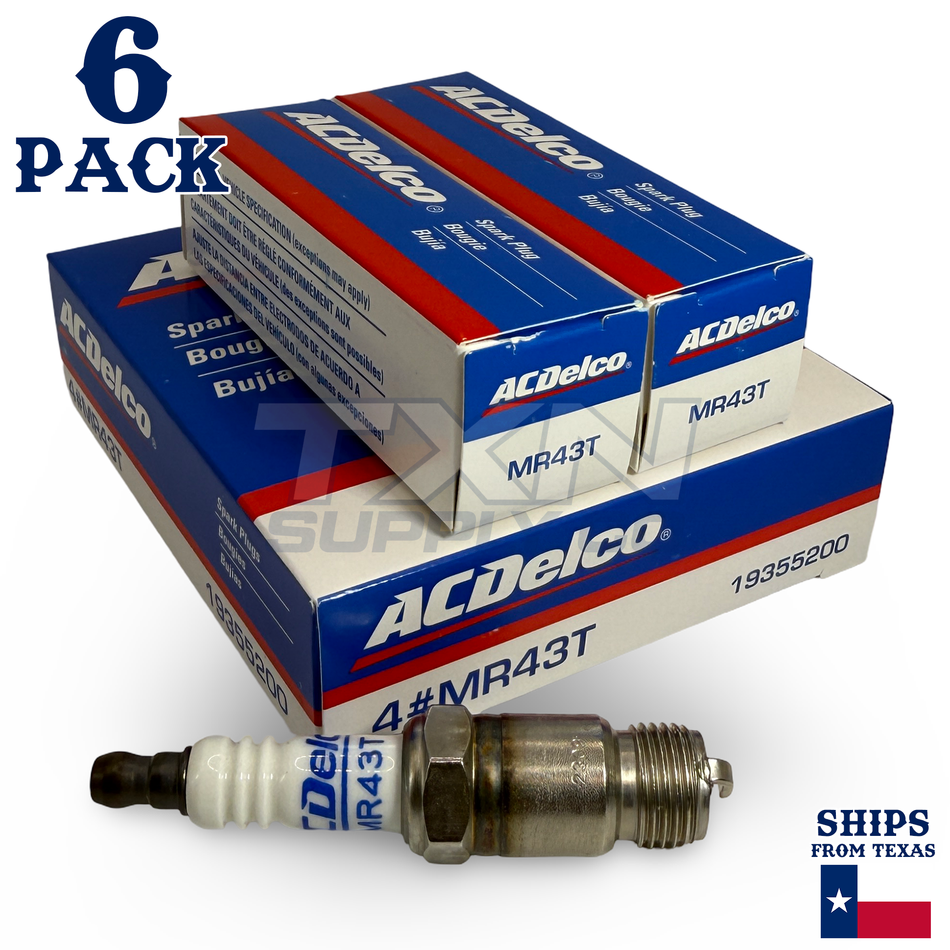 6 Pack ACDelco Marine Spark Plugs MR43T 19355200 - Image 1