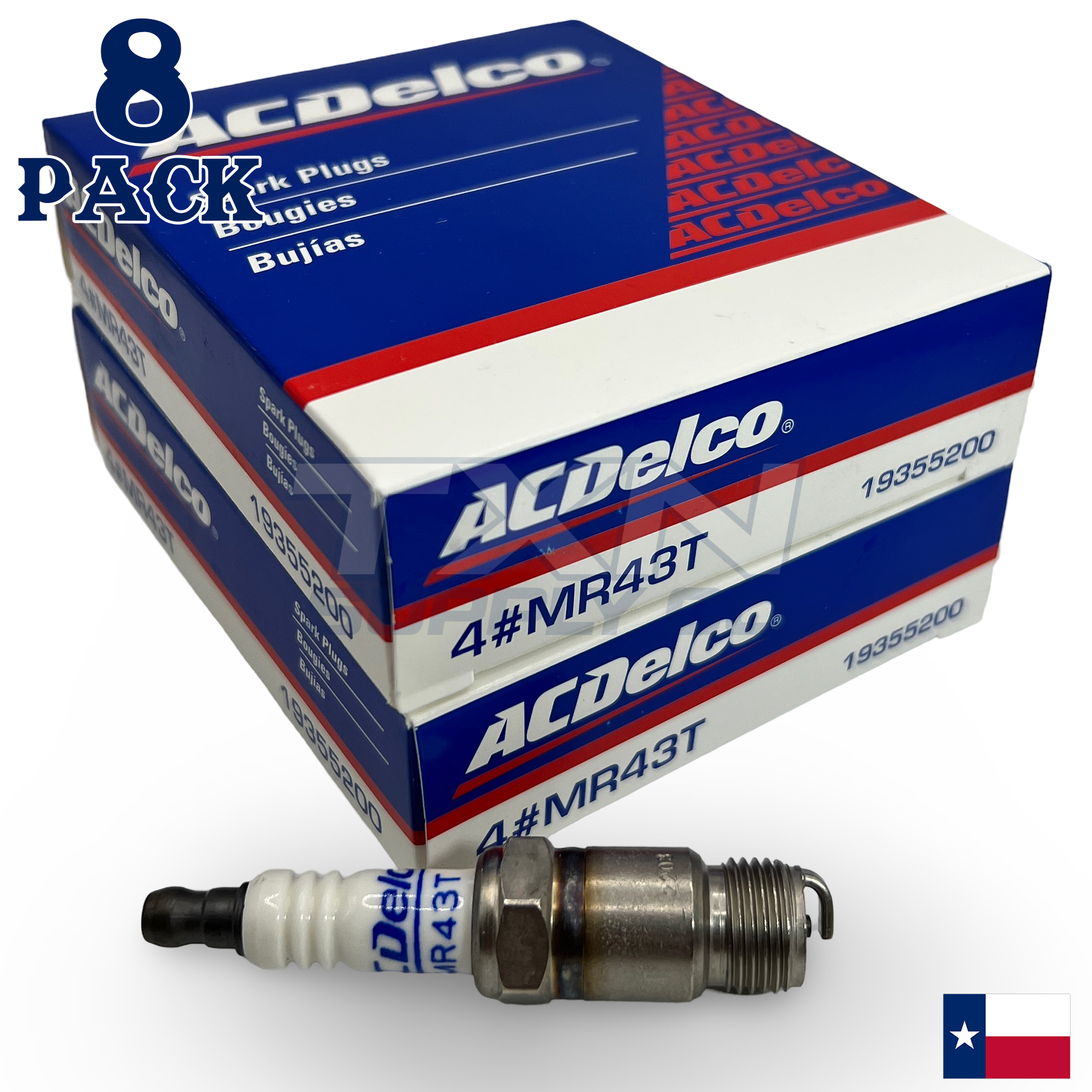 8 Pack ACDelco MR43T Spark Plug - For 1982-1987 Mercruiser 260 Thunderbolt IV - Image 1
