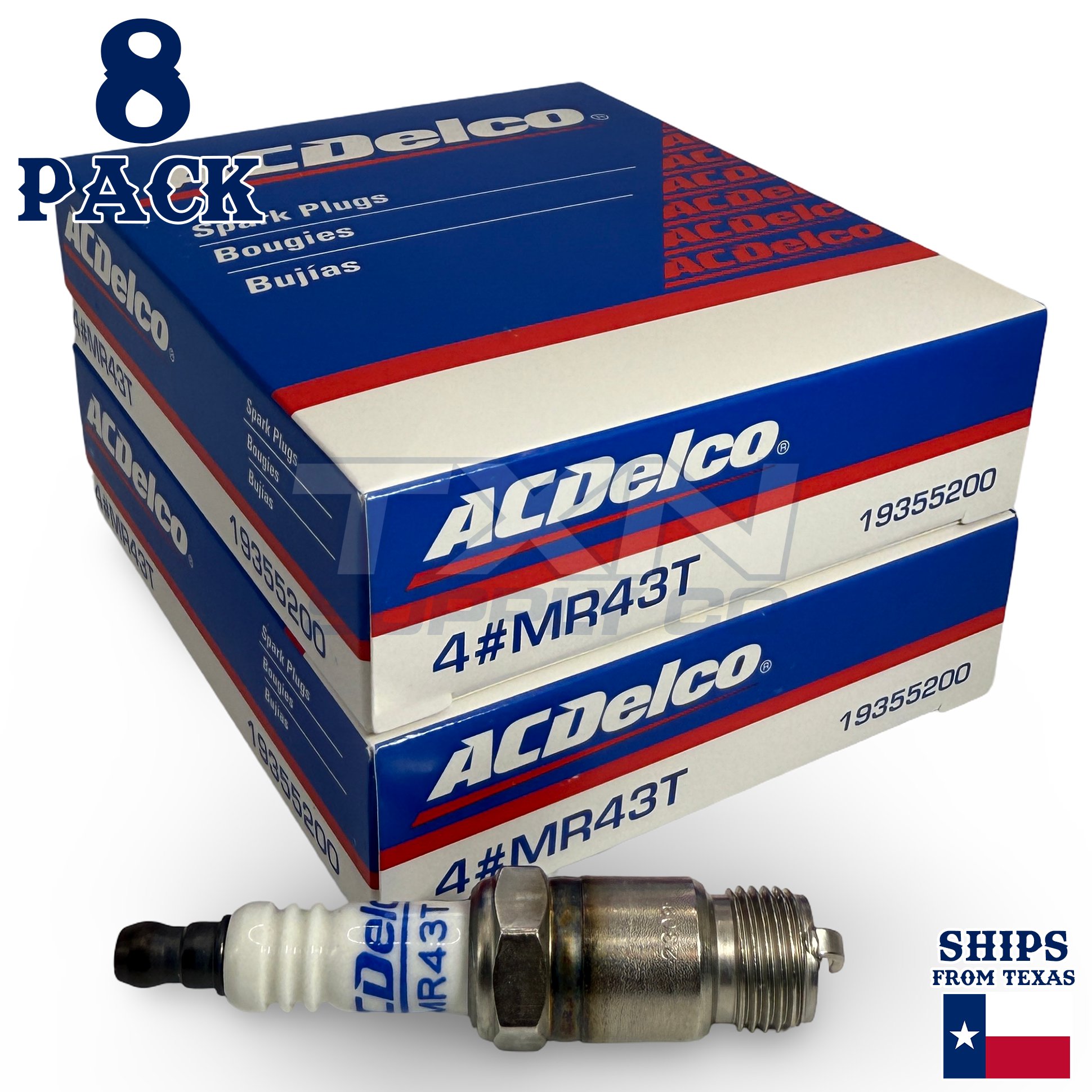 ACDelco MR43T Copper Spark Plug - 8 Pack - For Mercruiser 305 350 454 5.0L 5.7L 7.4L Boats - Image 1