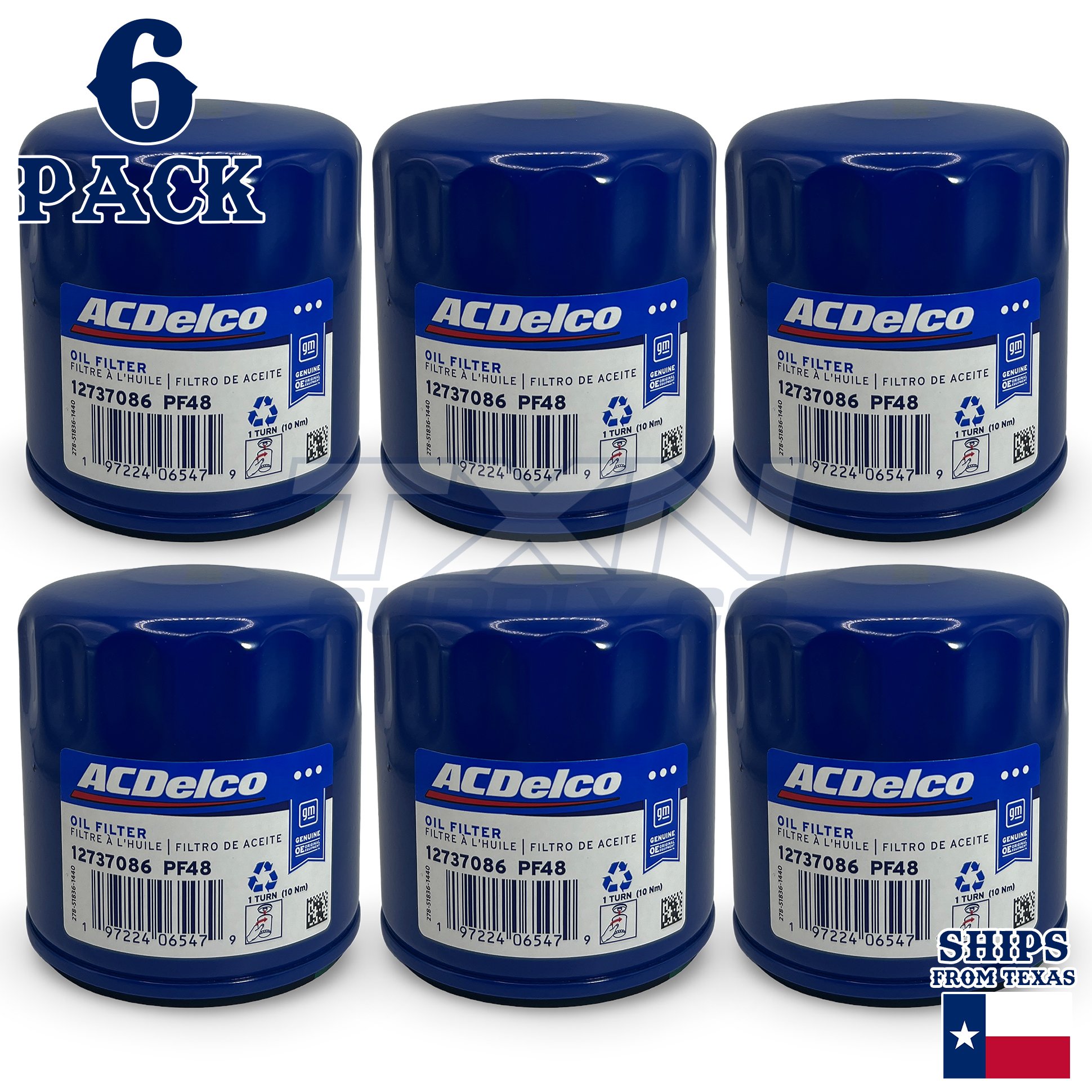 ACDelco PF48 PF48F GM Engine Oil Filter 12737086 - 6 Pack