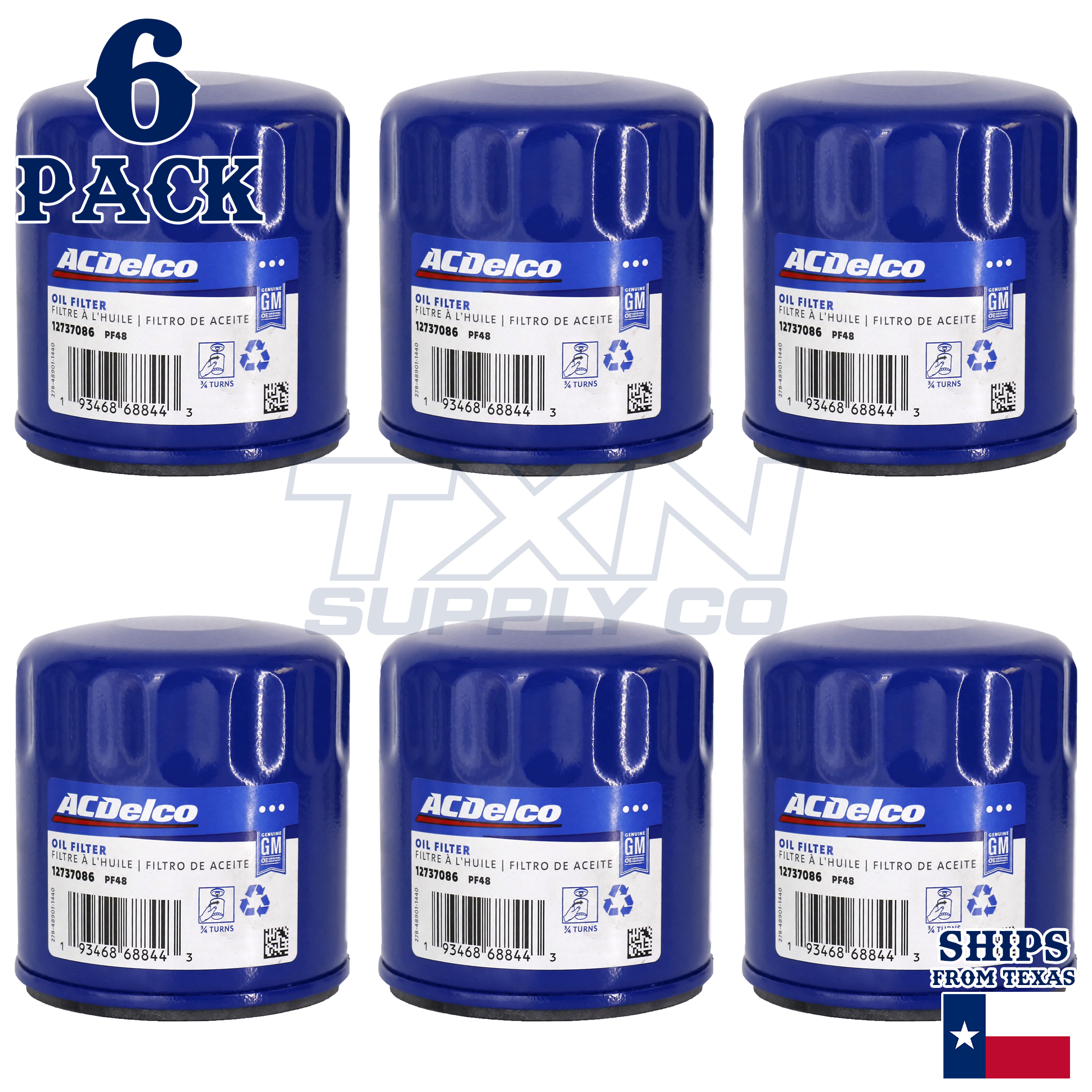 ACDelco PF48 PF48F GM Engine Oil Filter 12737086 - 6 Pack - Image 1