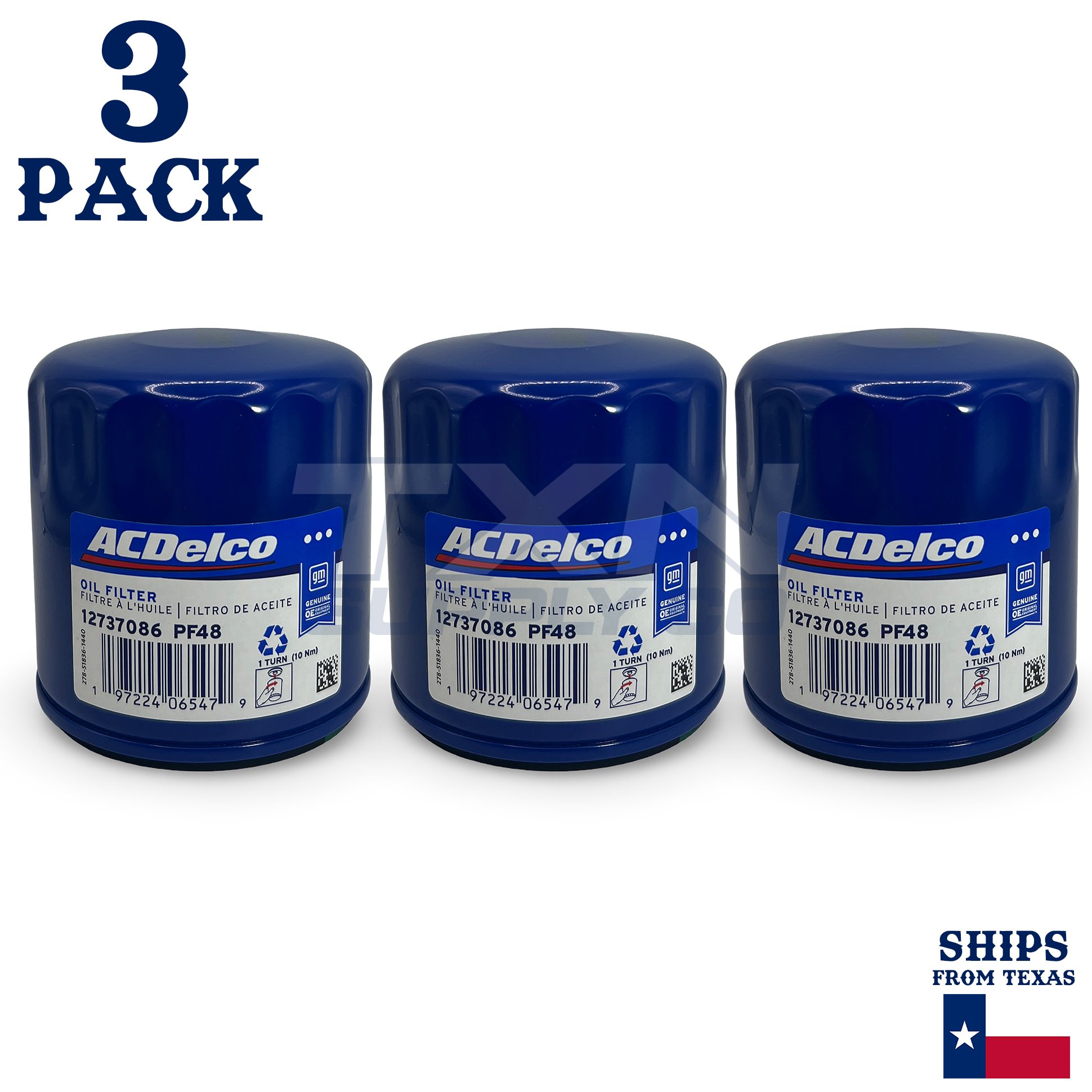 ACDelco PF48 PF48F GM Engine Oil Filter 12737086 - 3 Pack - Image 1