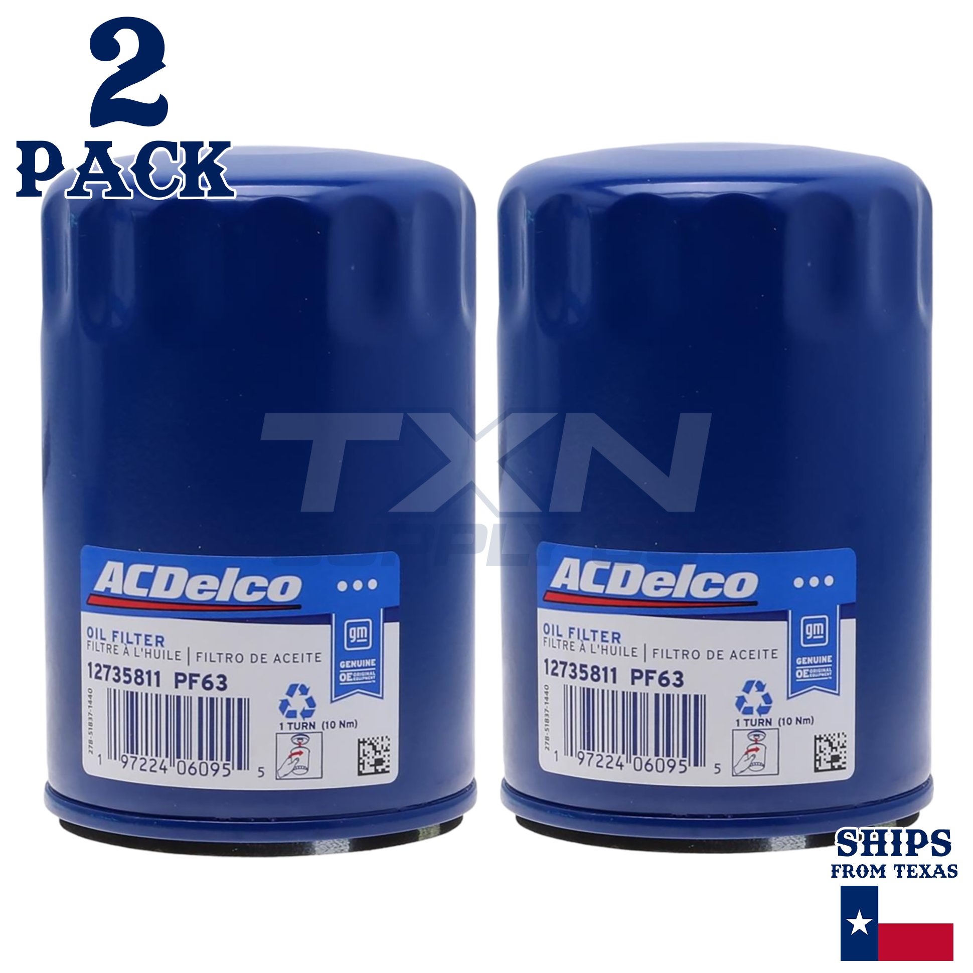 ACDelco PF63 PF63F GM Engine Oil Filter 12816256 - 2 Pack