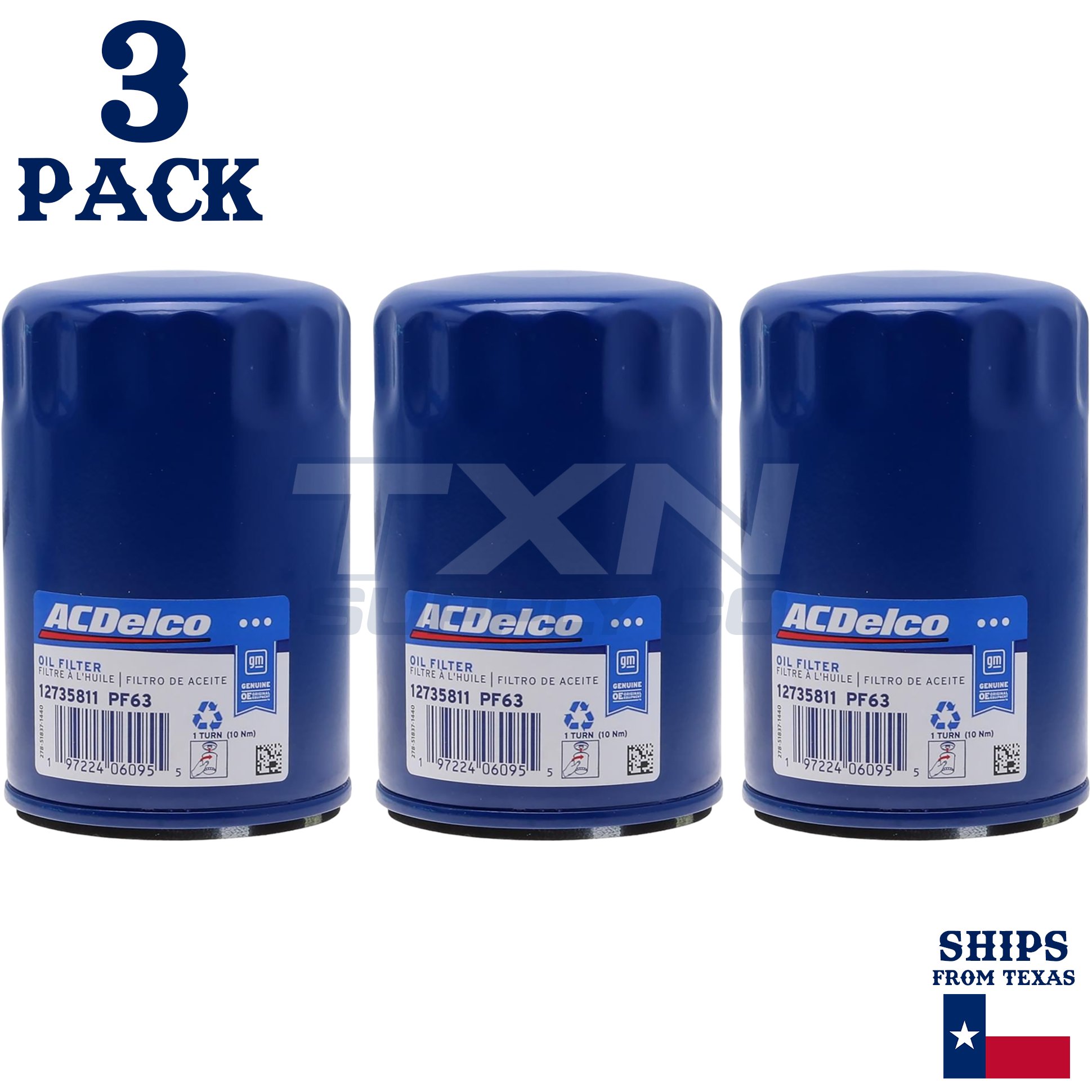 ACDelco PF63 PF63F GM Engine Oil Filter 12816256 - 3 Pack