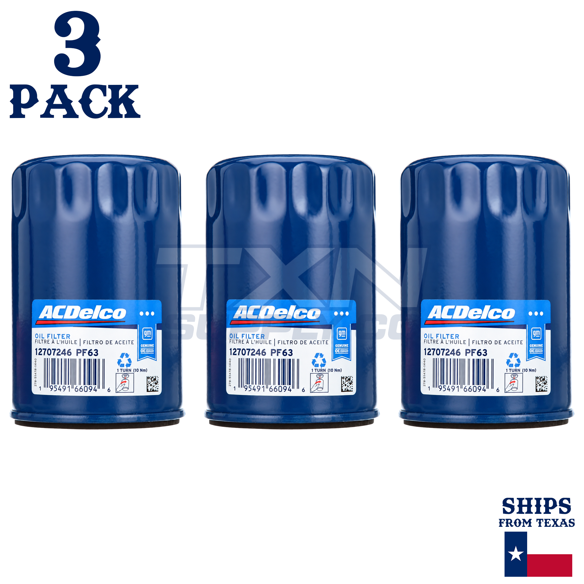 ACDelco PF63 PF63F GM Engine Oil Filter 12816256 - 3 Pack - Image 1