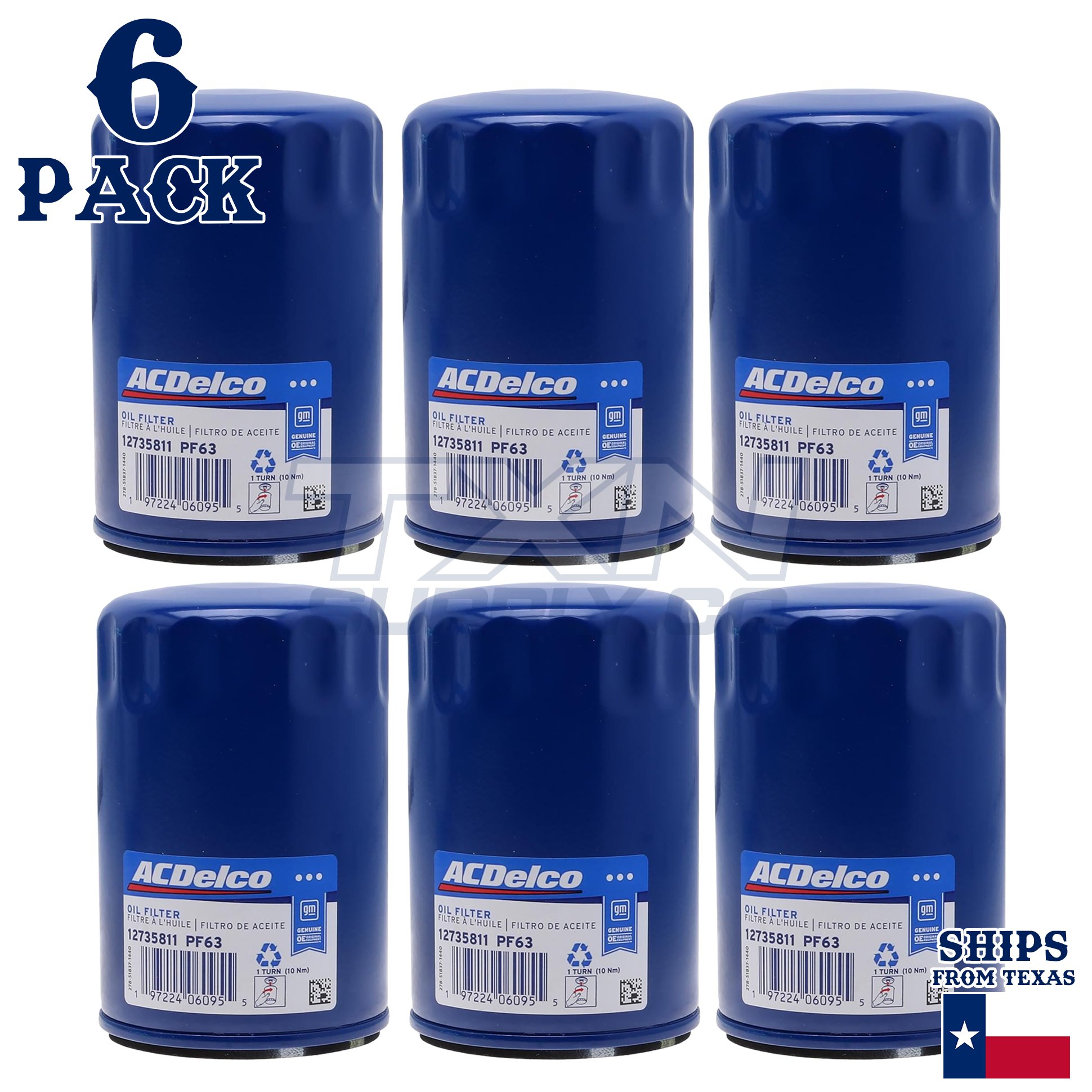 ACDelco PF63 PF63F GM Engine Oil Filter 12816256 - 6 Pack