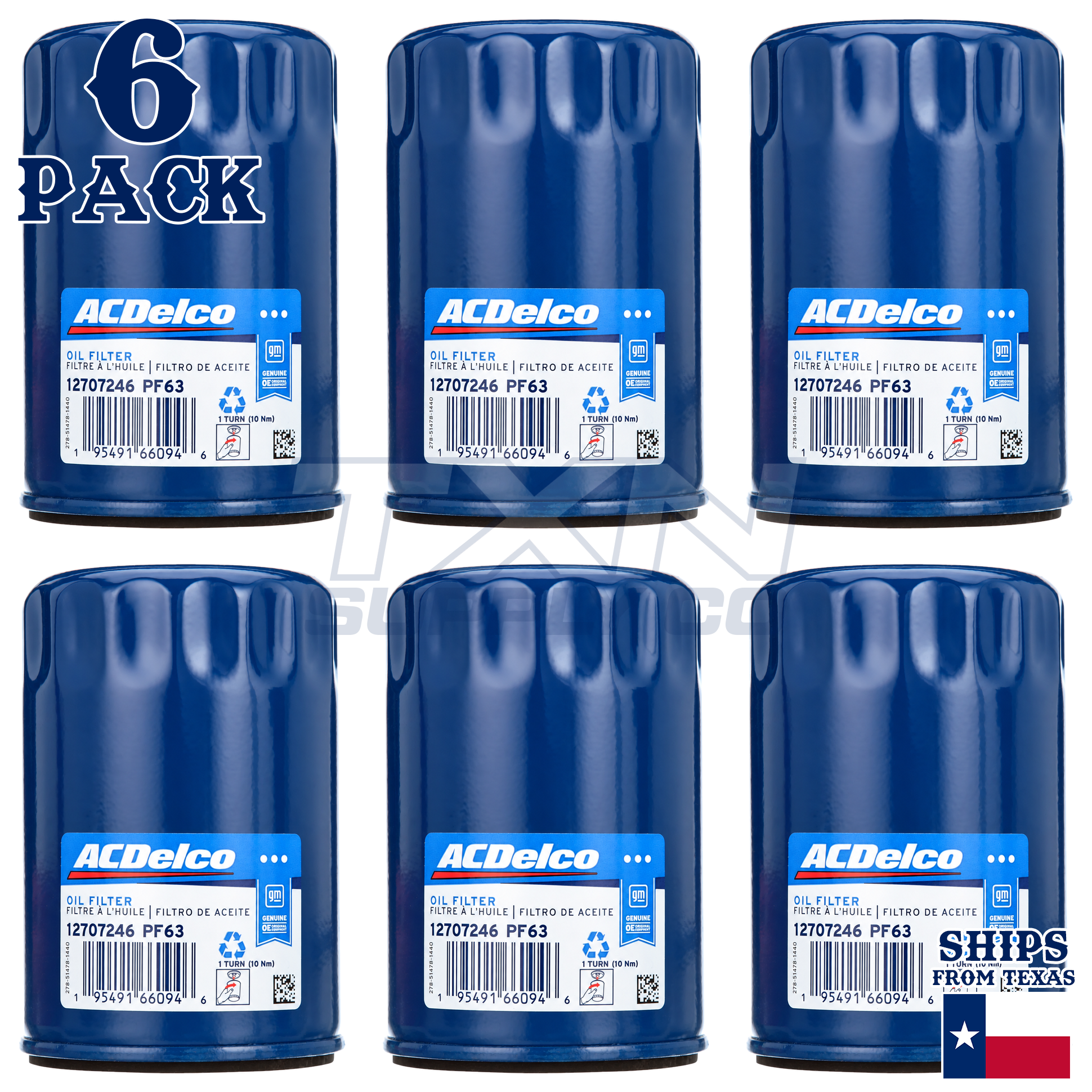 ACDelco PF63 PF63F GM Engine Oil Filter 12816256 - 6 Pack - Image 1
