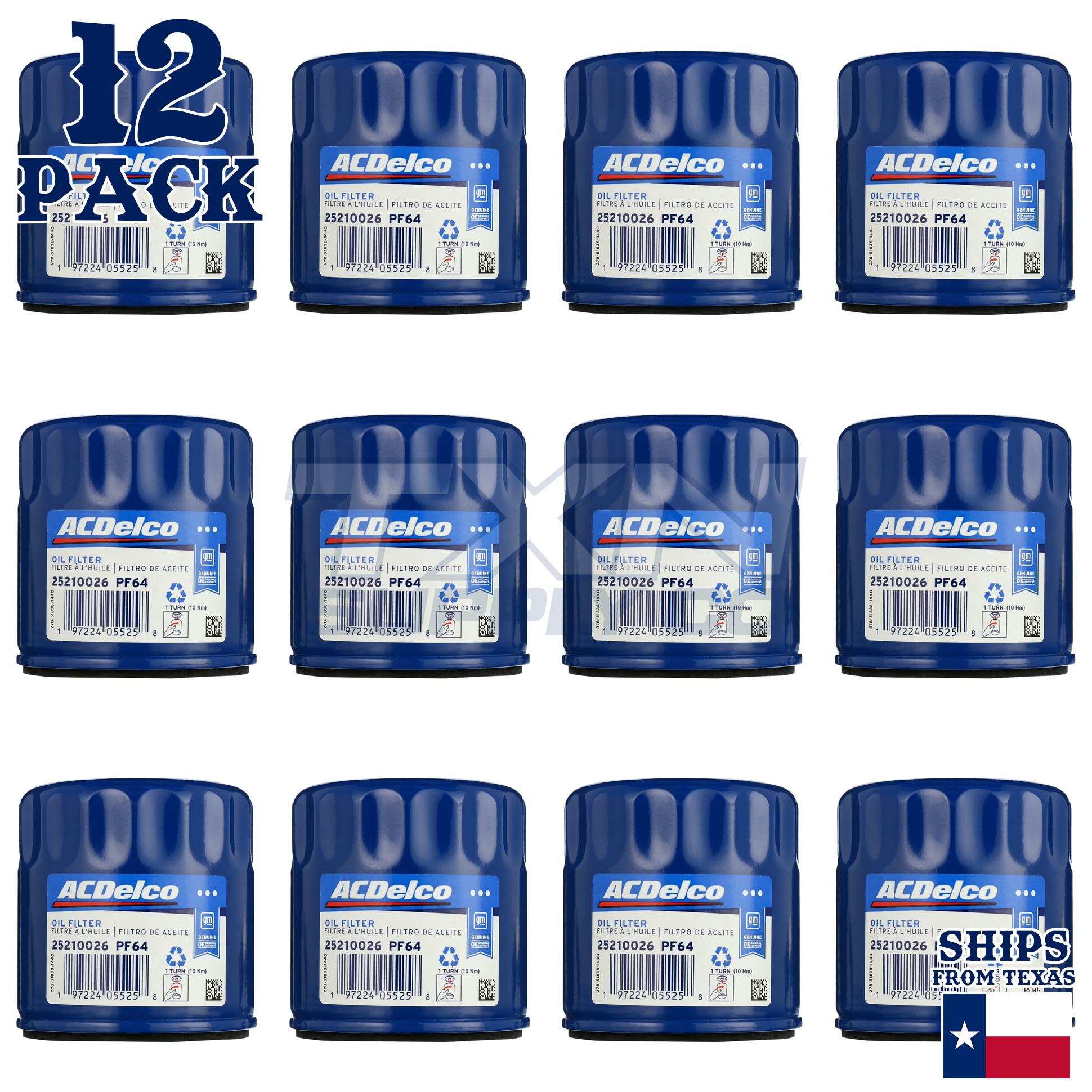 12 Pack GM ACDelco PF64 Engine Oil Filter CASE 25210026
