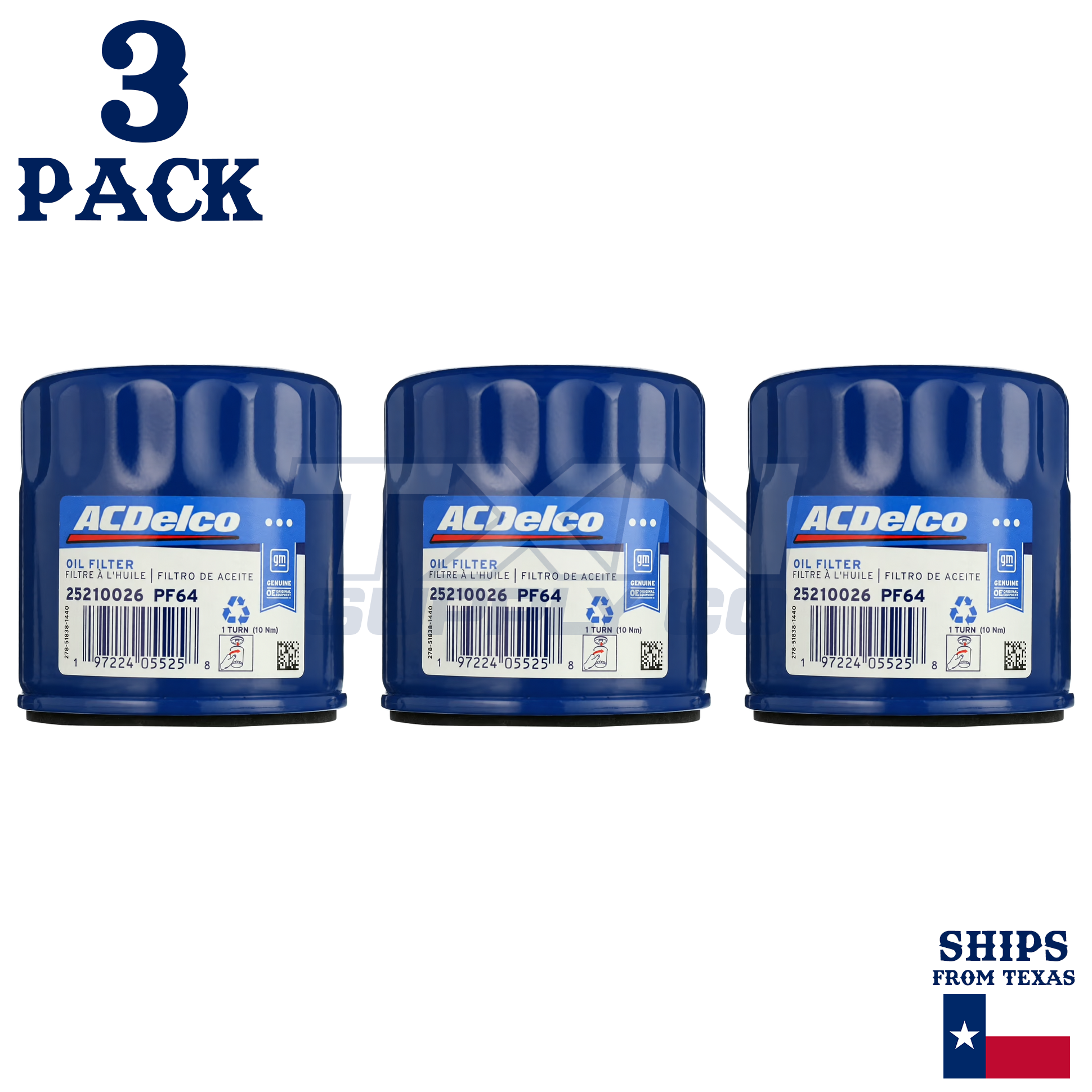 3 Pack GM ACDelco PF64 Engine Oil Filter CASE 25210026 - Image 1
