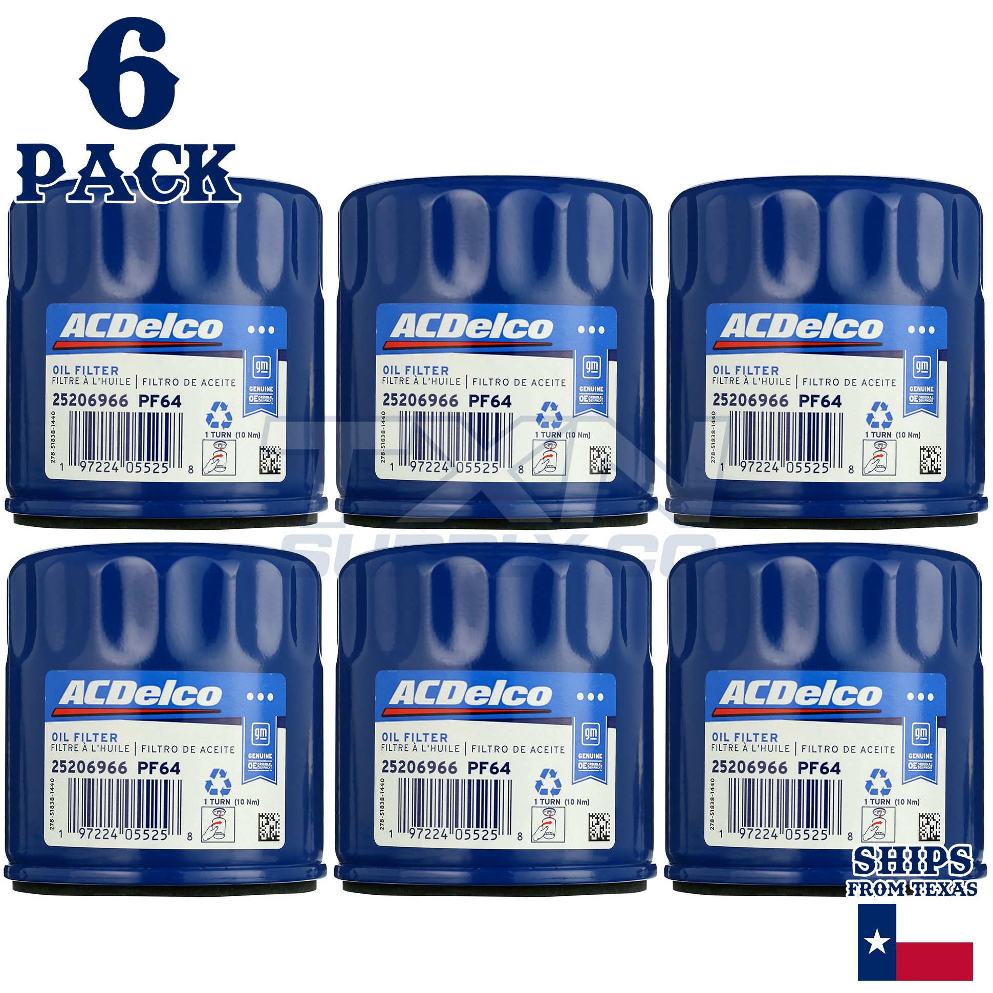 6 Pack GM ACDelco PF64 Engine Oil Filter CASE 25210026