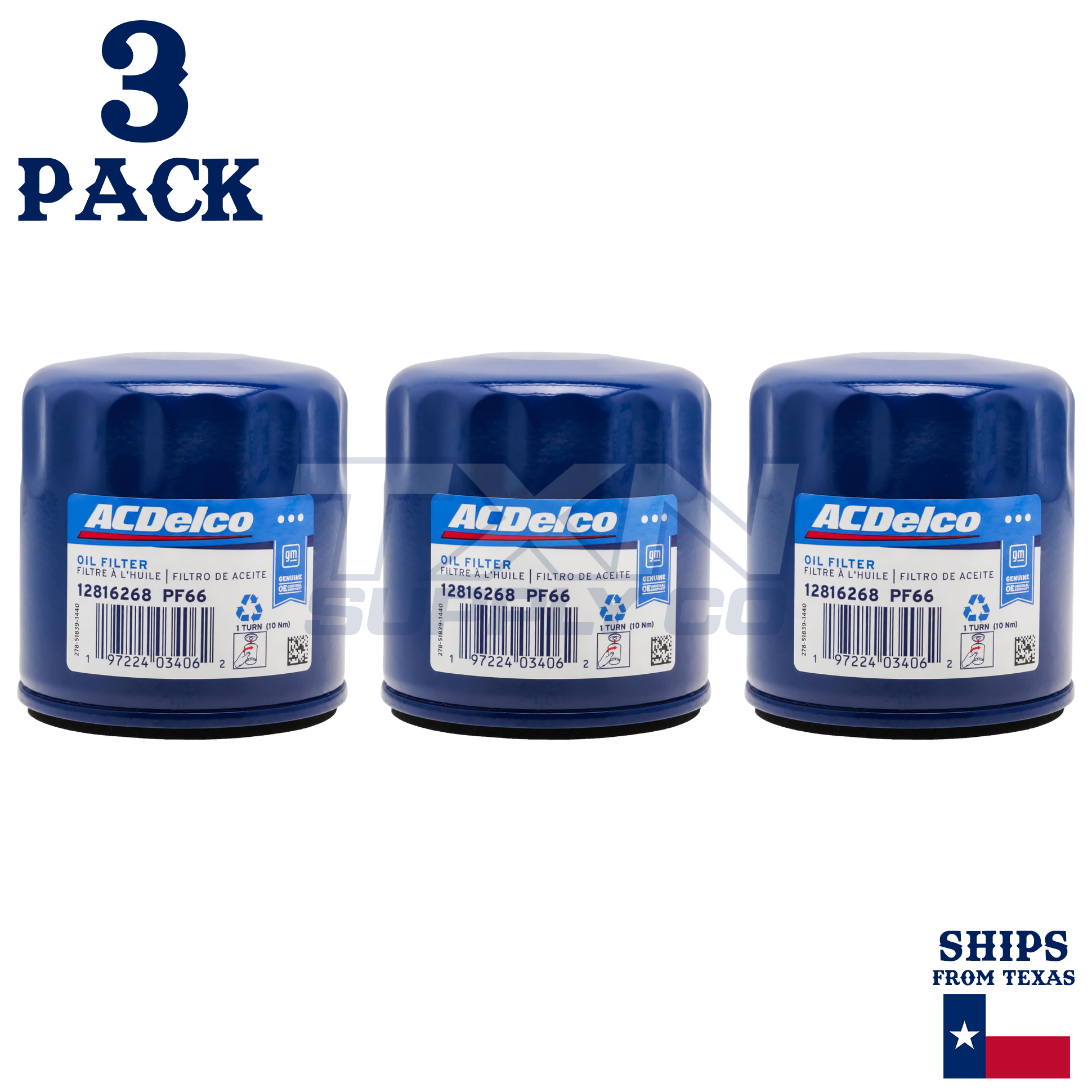 ACDelco PF66 PF66F GM Engine Oil Filter 12816268 - 3 Pack