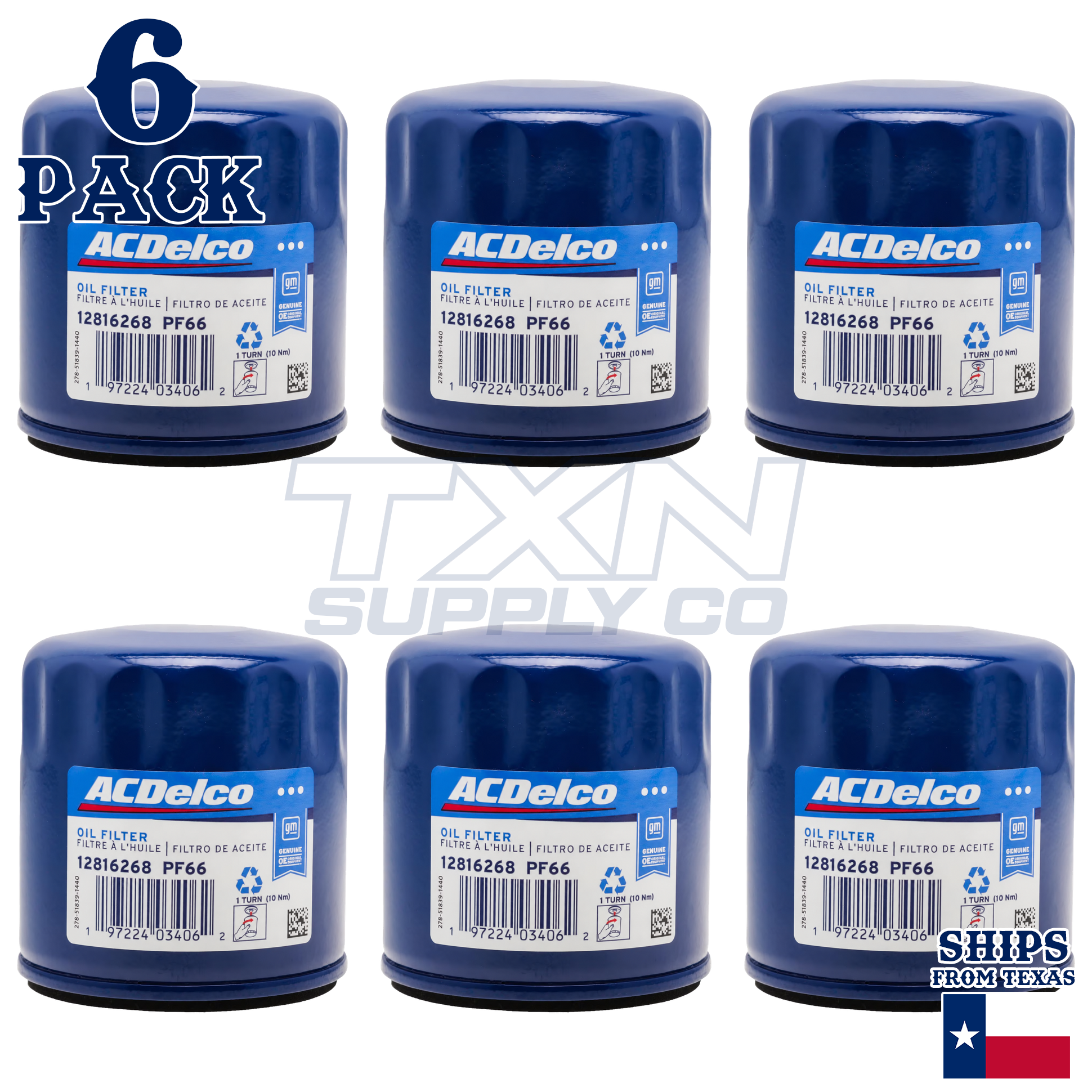 ACDelco PF66 PF66F GM Engine Oil Filter 12816268 - 6 Pack - Image 1