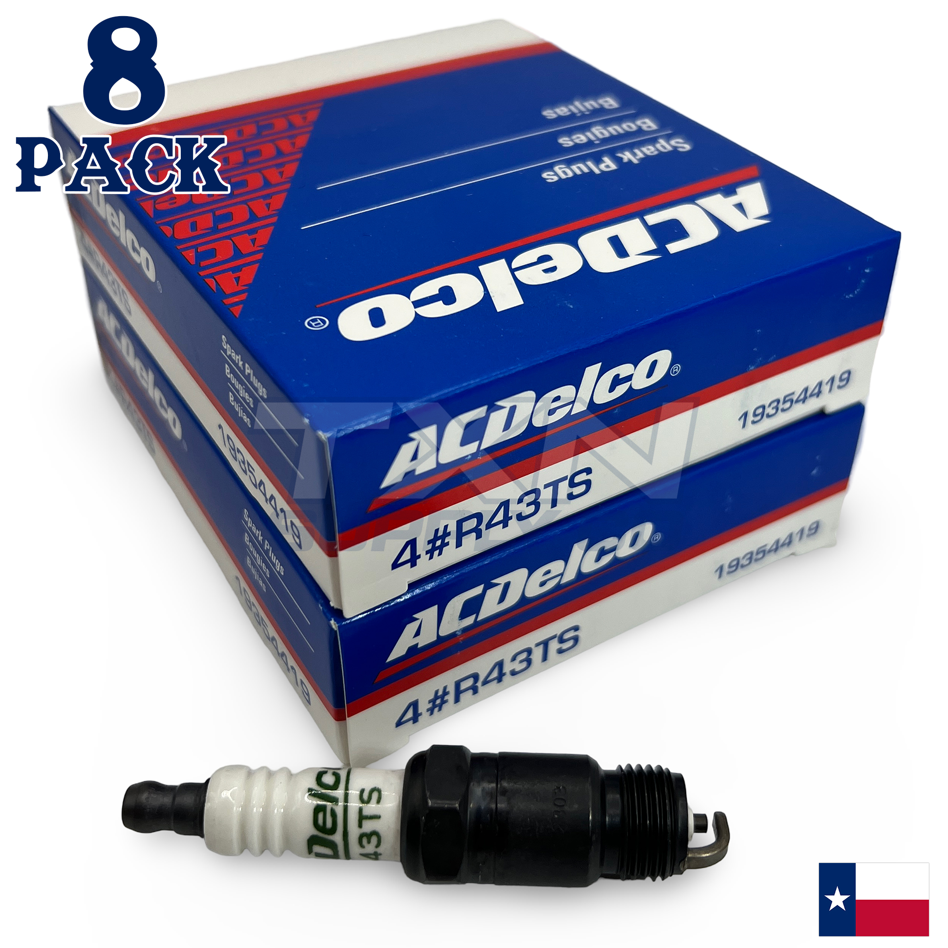 ACDelco R43TS Copper Spark Plug - 8 Pack - 19354419 GM OEM - Image 1