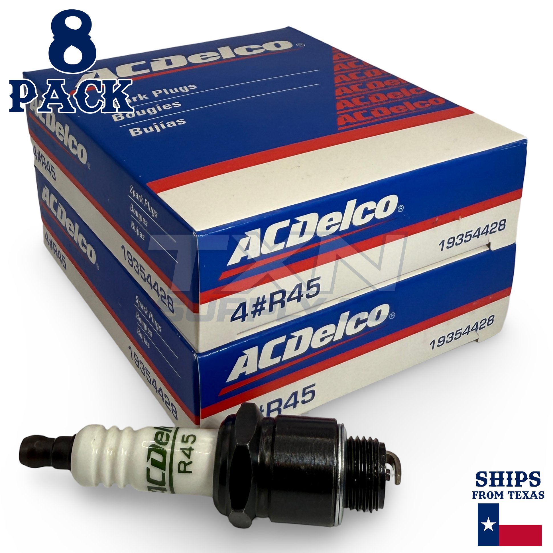 ACDelco R45 Copper Spark Plug - 8 Pack - 19354428 GM OEM - Image 1