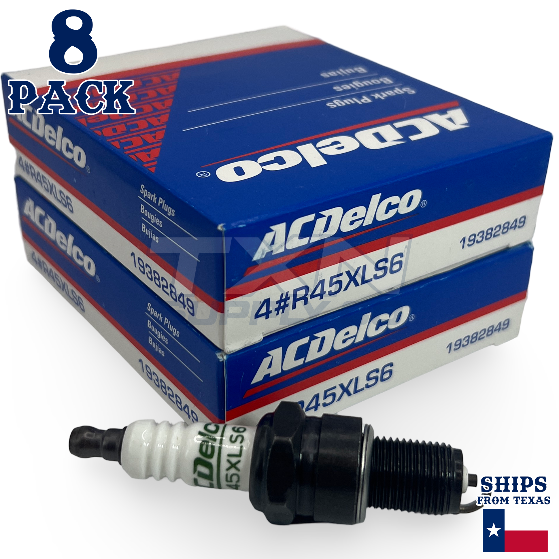8 Pack Genuine GM ACDelco Spark Plugs R45XLS6