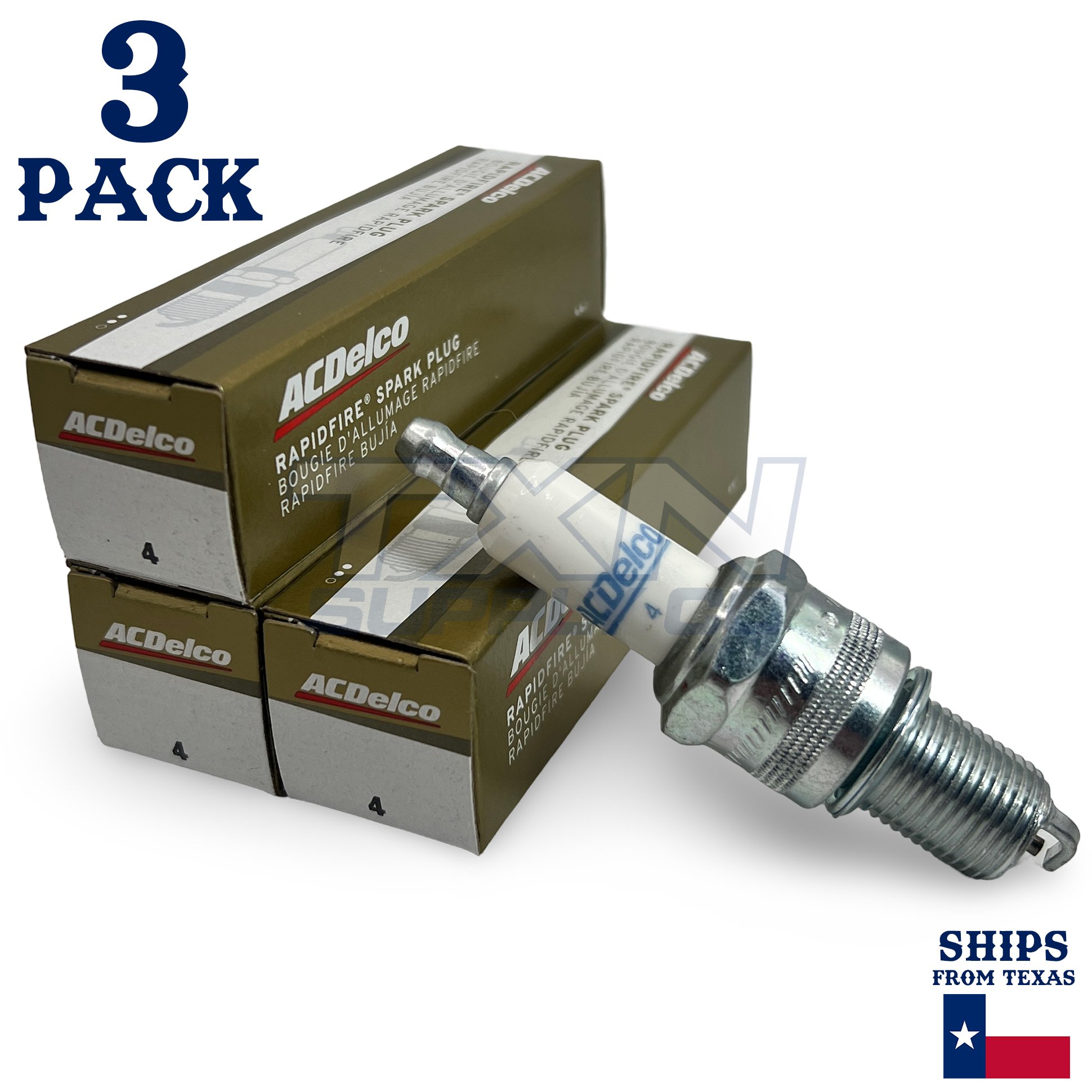 3 Pack GM ACDelco #4 RAPIDFIRE Platinum Spark Plugs 19307141 - Image 1
