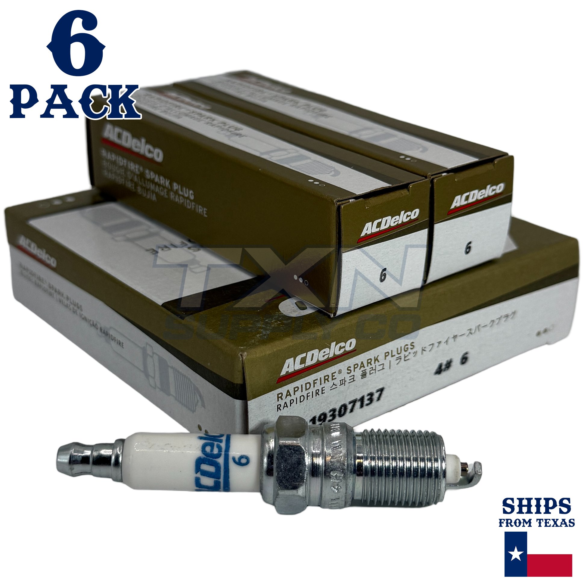 6 Pack GM ACDelco #6 RAPIDFIRE Platinum Spark Plugs