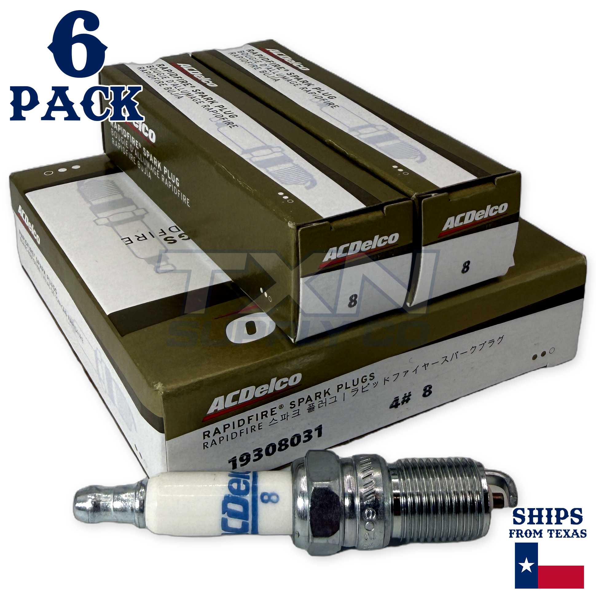 6 Pack GM ACDelco #8 RAPIDFIRE Platinum Spark Plugs - Image 1