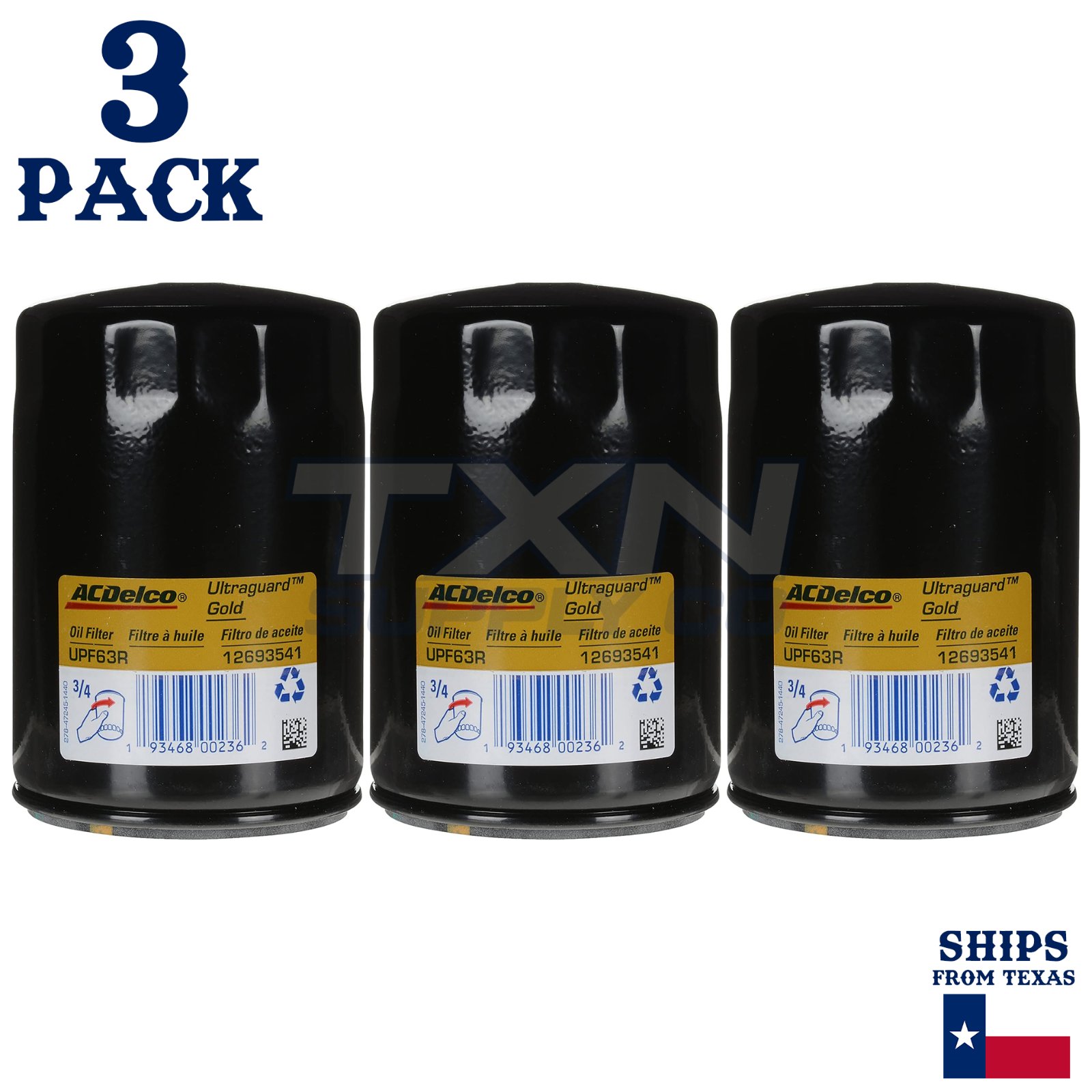 3 Pack Genuine GM ACDelco UPF63R Ultraguard Oil Filter - Image 1