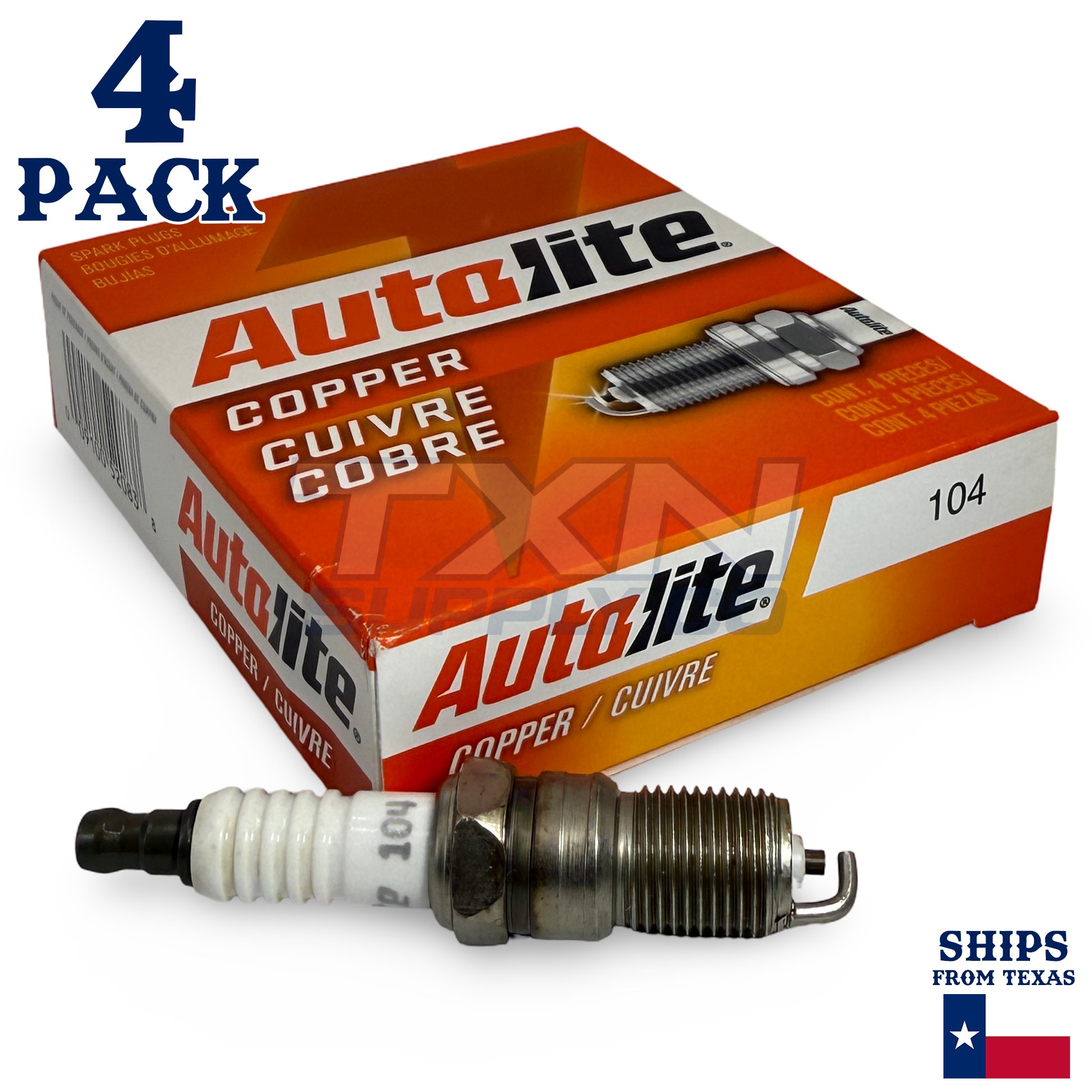 4 Pack Autolite 104 Copper Core Spark Plugs