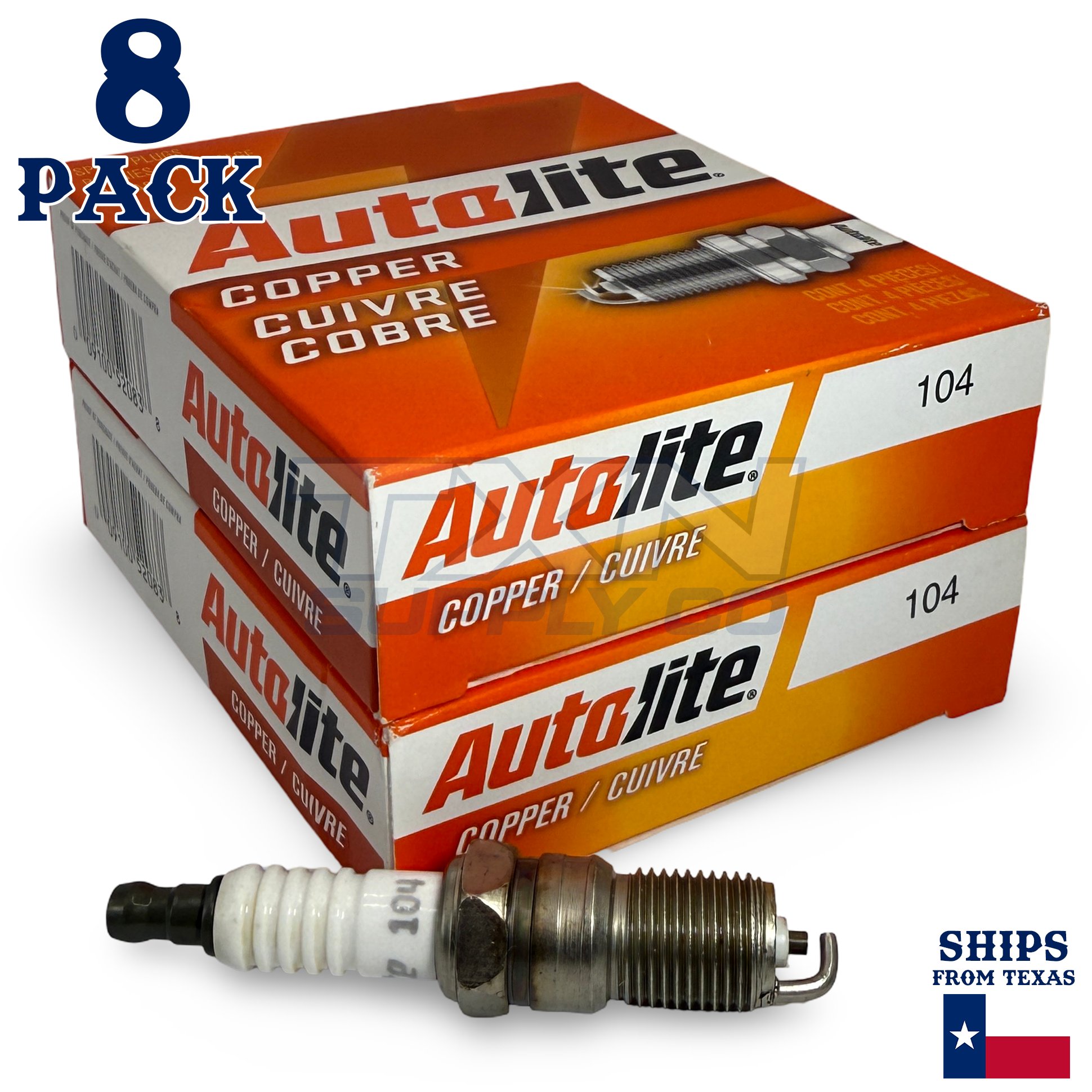 8 Pack Autolite 104 Copper Core Spark Plugs