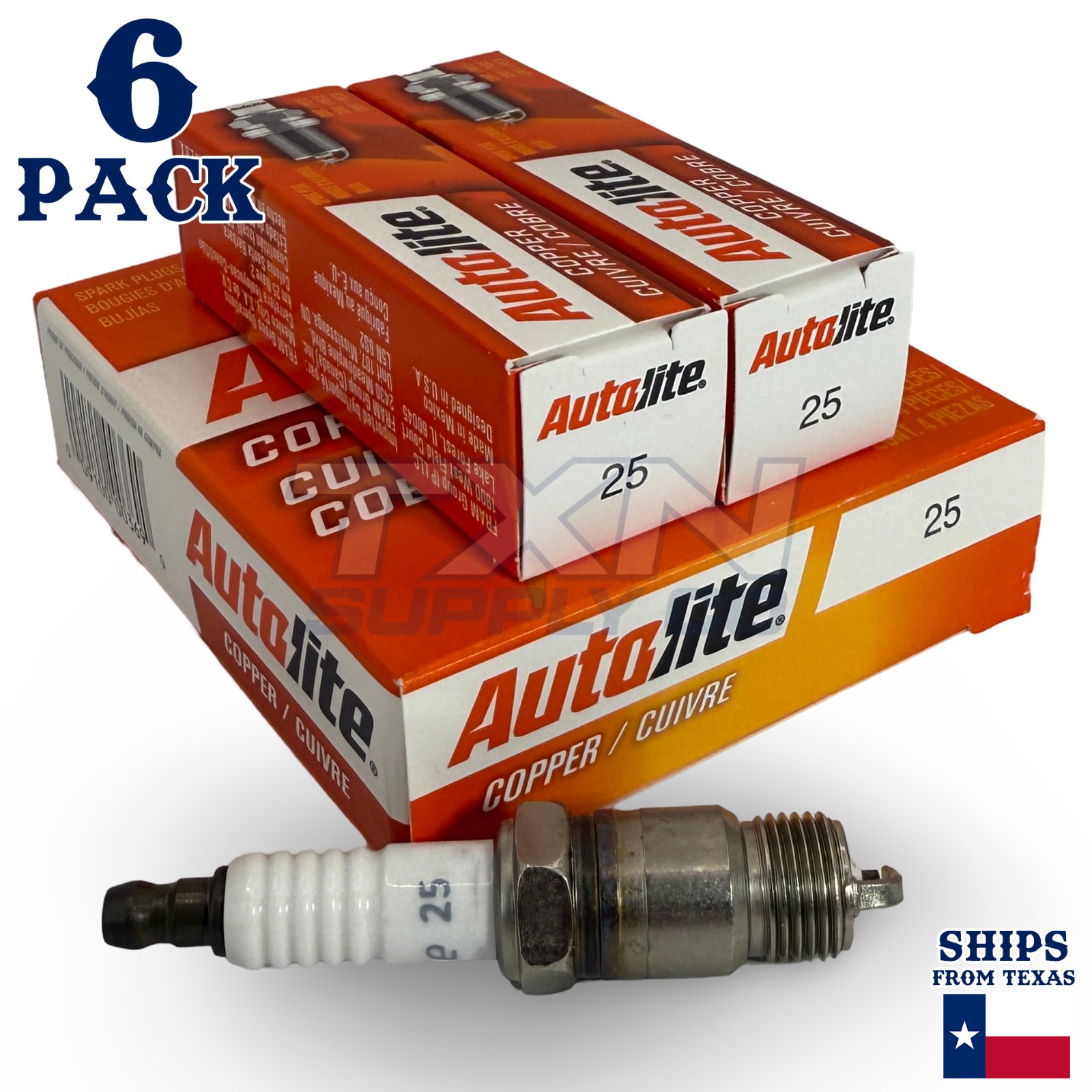 Autolite 25 Copper Core Spark Plugs - 6 Pack
