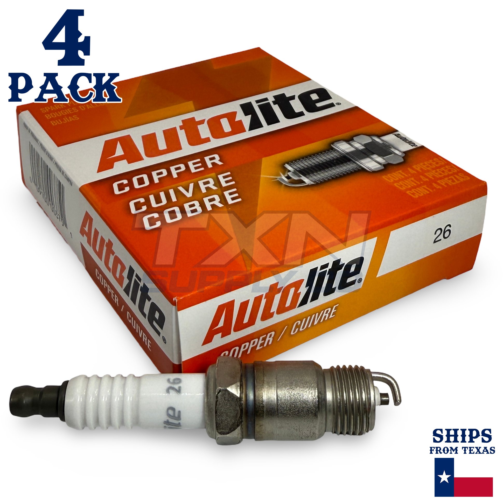 4 Pack Autolite 26 Copper Core Spark Plugs