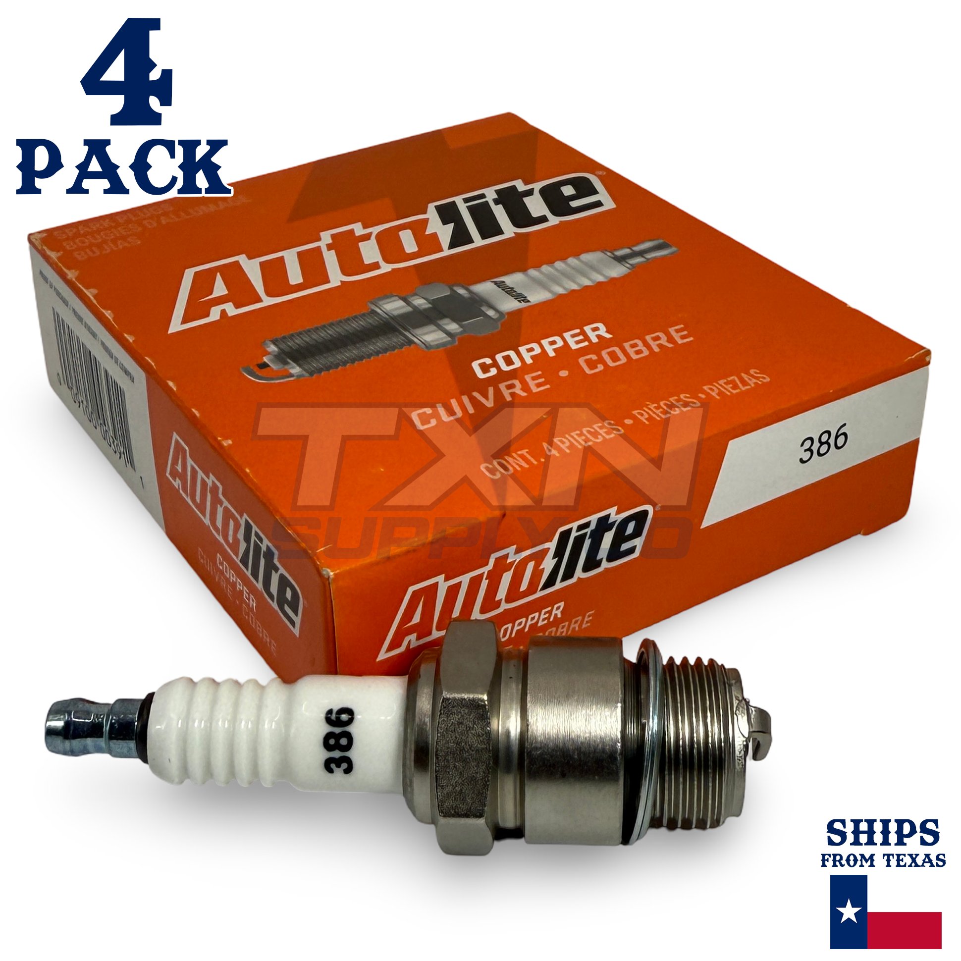 4 Pack Autolite 386 Copper Core Spark Plugs