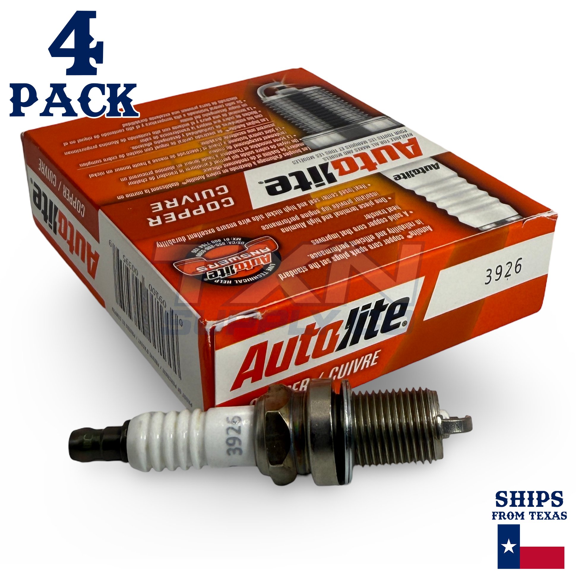 4 Pack Autolite 3926 Copper Core Spark Plugs