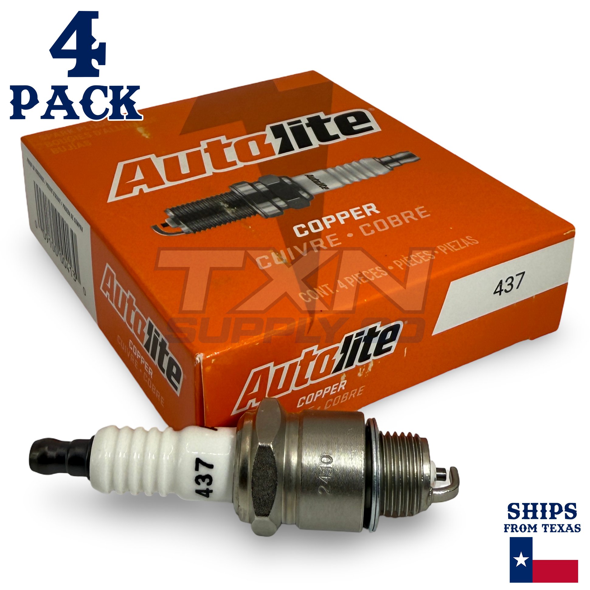 4 Pack Autolite 437 Copper Core Spark Plugs