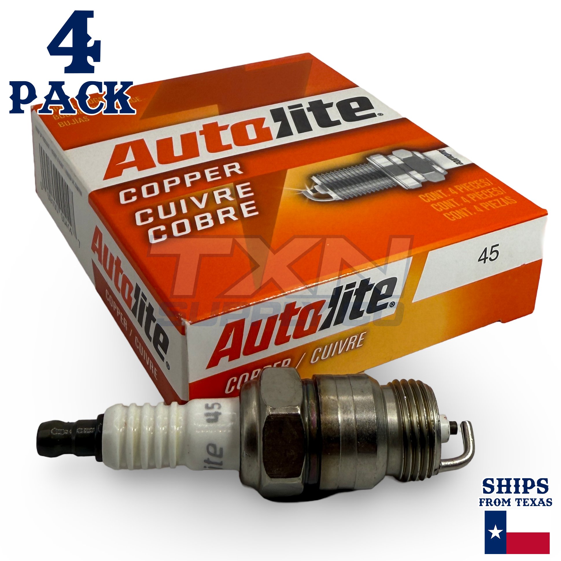 Autolite 45 Copper Core Spark Plugs - 4 Pack - Image 1