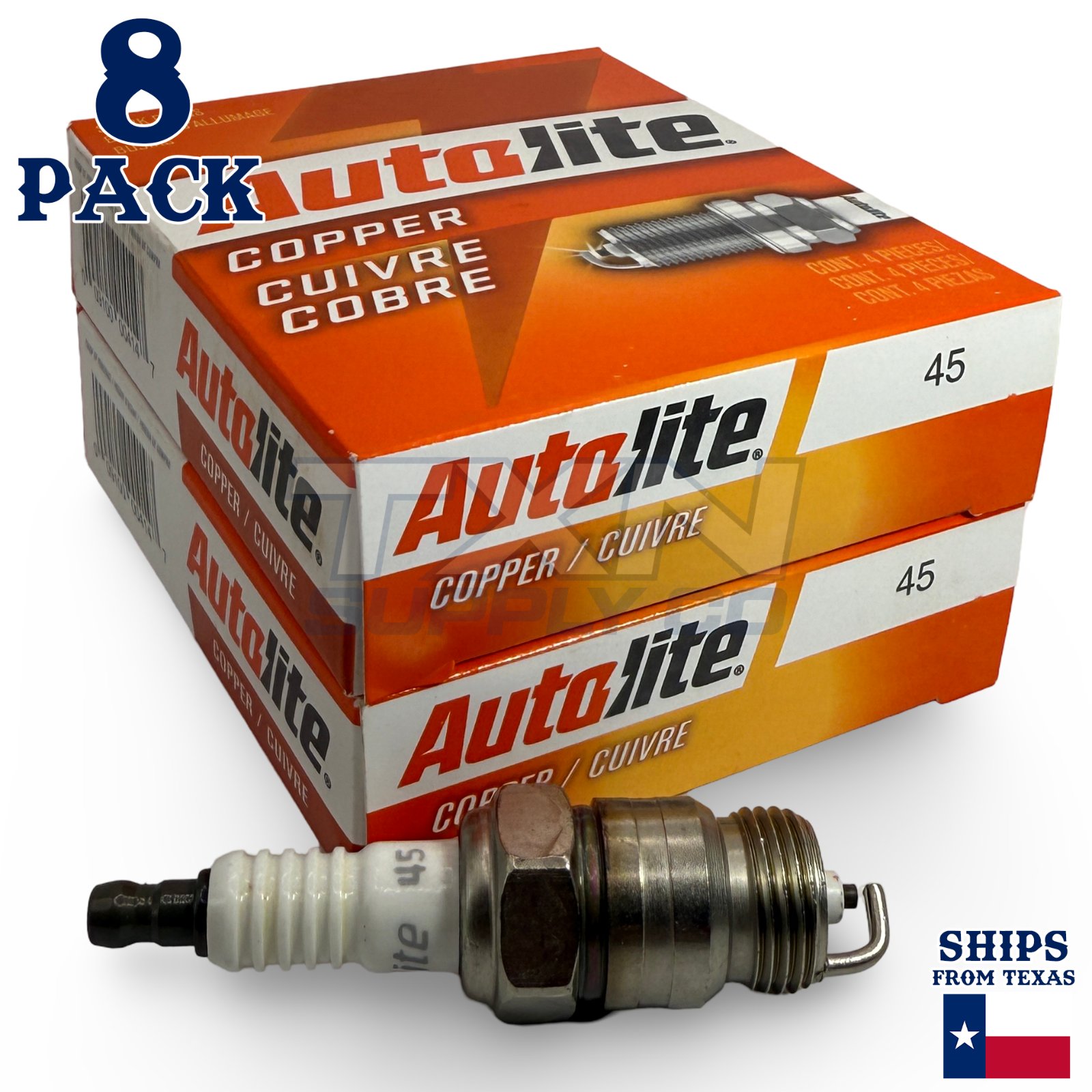 Autolite 45 Copper Core Spark Plugs - 8 Pack
